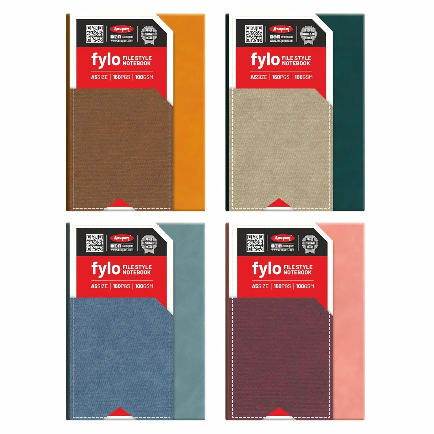 Anupam Fylo A5 Premium Journal Notebook – 160 Pages, 100 GSM Ink-Pen Friendly Paper, Dual Pockets, Triple-Textured PU Cover – Perfect for Planners, Note-taking & Business Use - Image 14