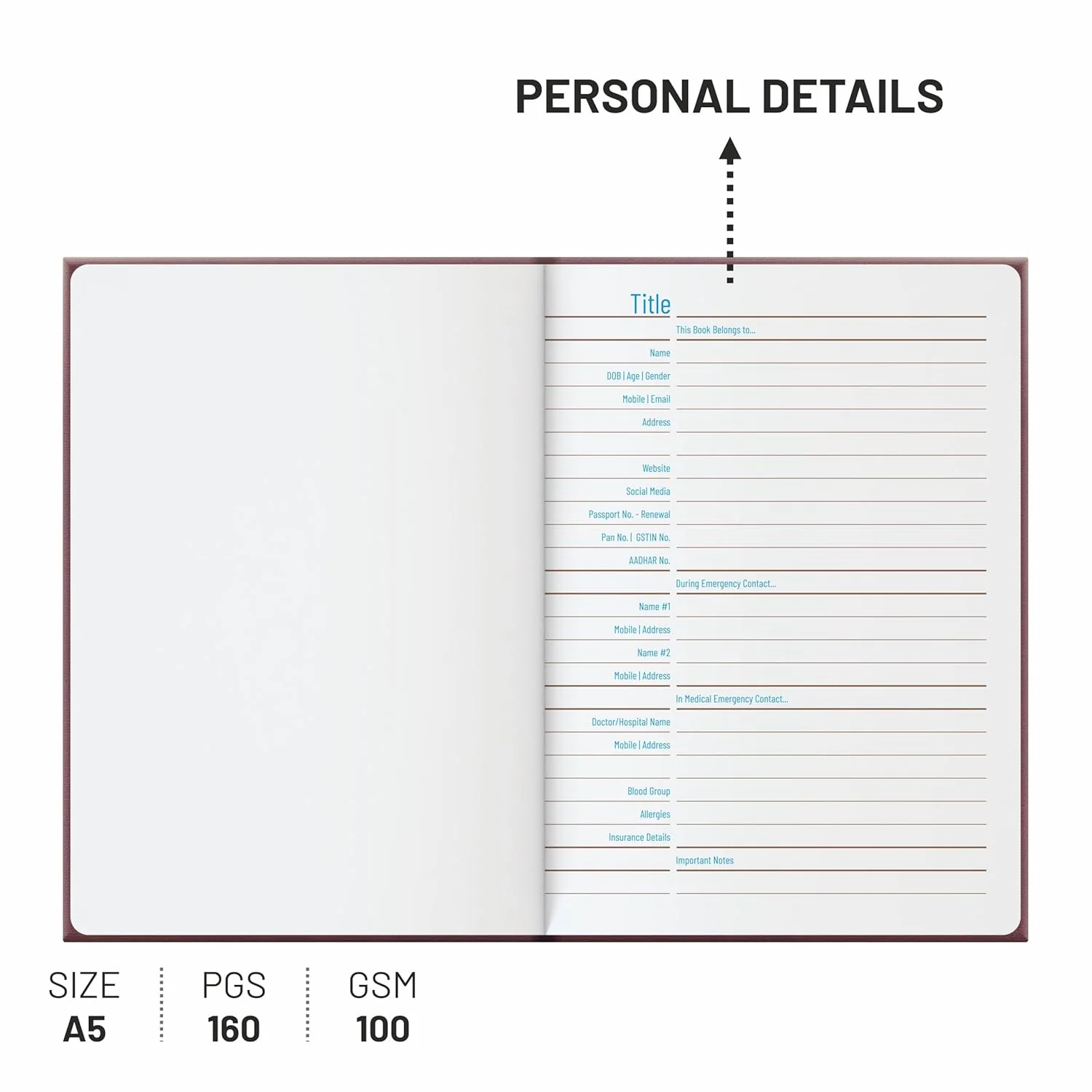 Anupam Fylo A5 Premium Journal Notebook – 160 Pages, 100 GSM Ink-Pen Friendly Paper, Dual Pockets, Triple-Textured PU Cover – Perfect for Planners, Note-taking & Business Use - Image 6