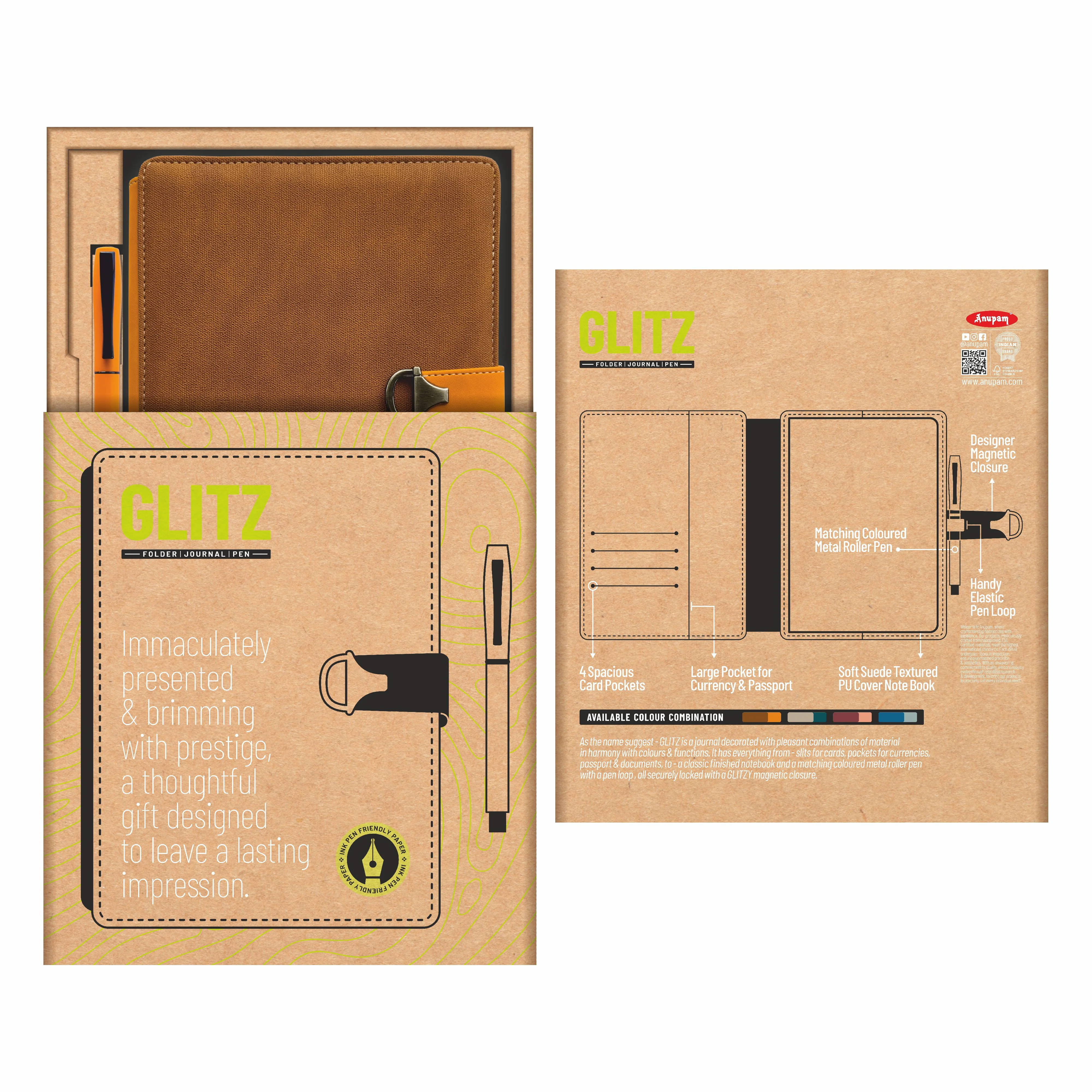 Anupam Glitz Journal Notebook 100 Gsm PU Leather Notebook| A5 Planner with Magnetic Closure, Water & Bill Tracker, Monthly & Yearly Planner, 180° Flat Design, Card Pockets, Passport Holder & Metal Pen – 120 Pages - Image 35