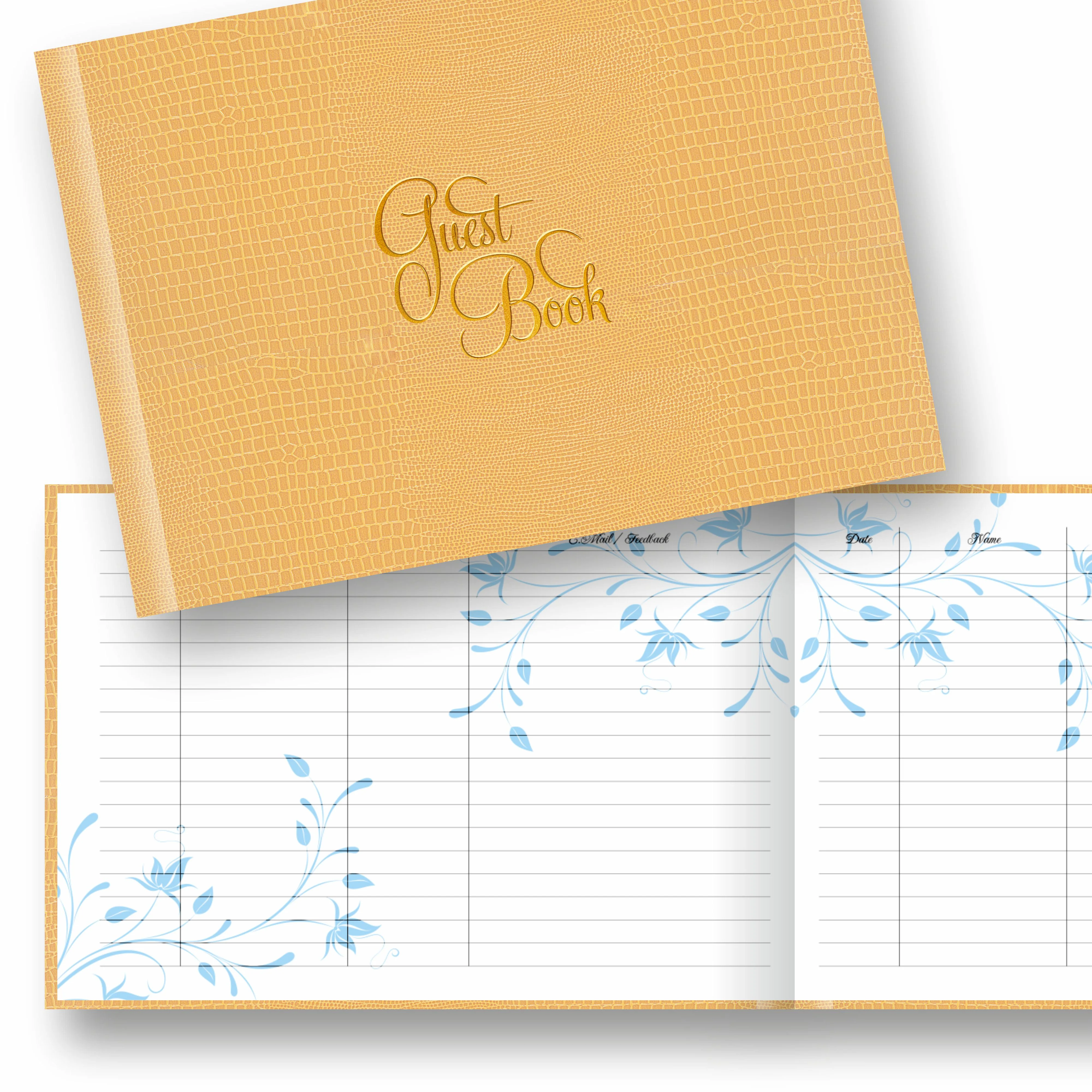 Anupam Guest/Visitors Book - Hard Bound Paisley Design Cloth Cover with Hot Foil Design-Landscape- 90 GSM - 144 Pages for Business, Hotels, Reception - Image 4