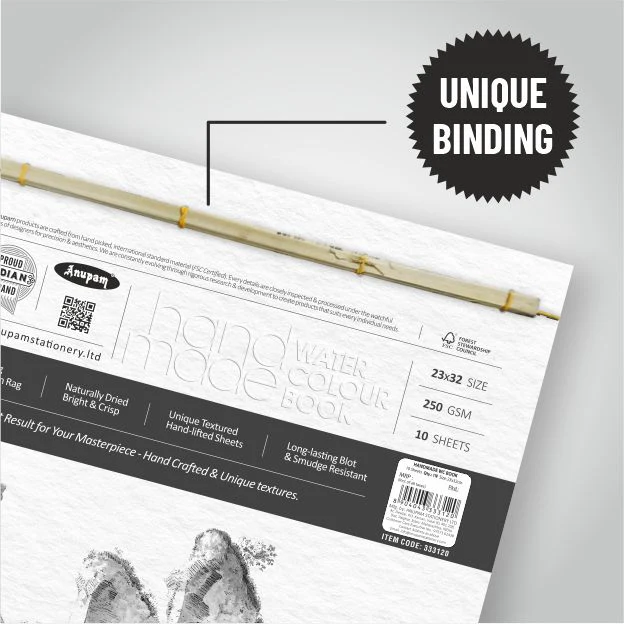 Anupam Handmade Watercolour Book - 100% Cotton Rag-250 Gsm Cold Pressed Paper-10 sheets - Image 5