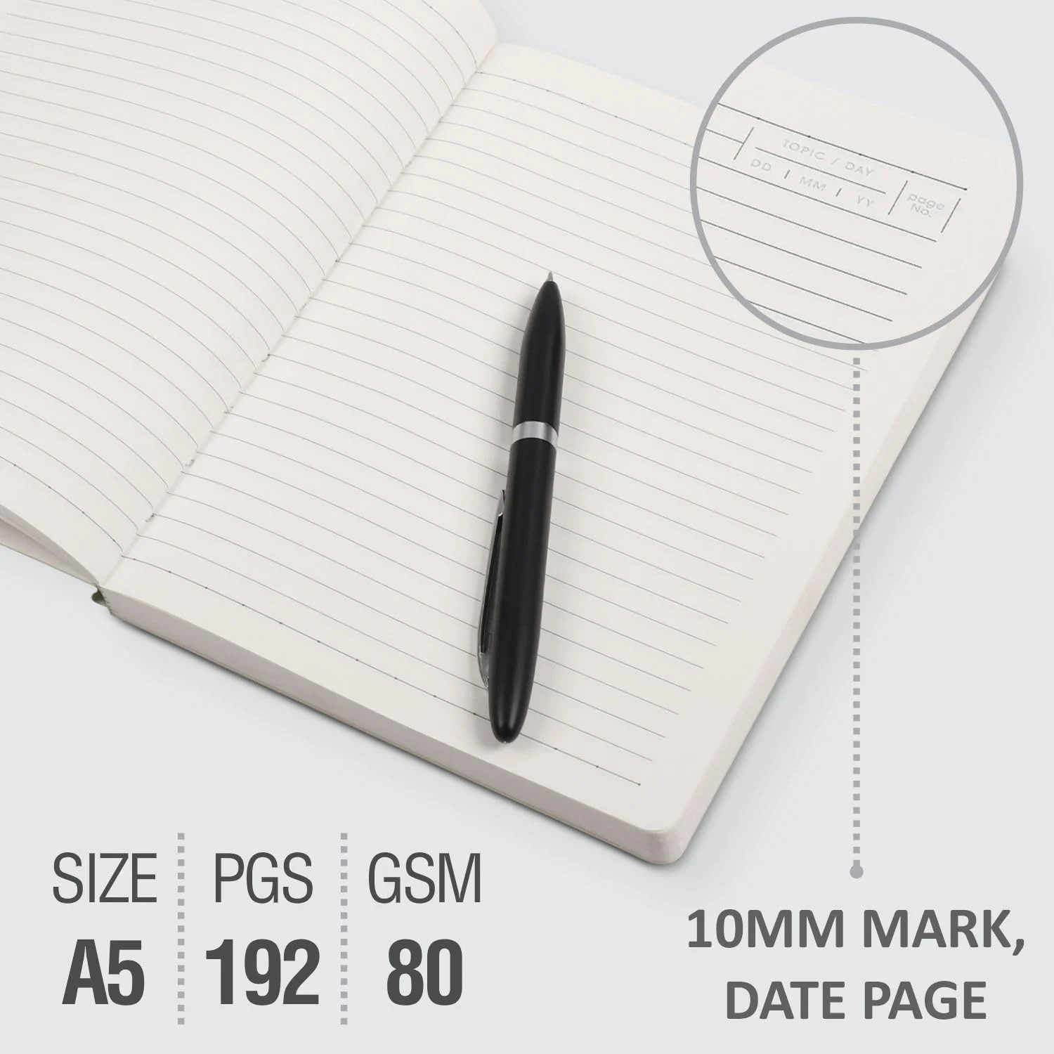 Anupam Hue Journal Ruled A5 Notebook 192 Pages 80Gsm Matte Finish Flexible PVC Cover Journal for Unisex, Daily Journal Notebook - Image 4
