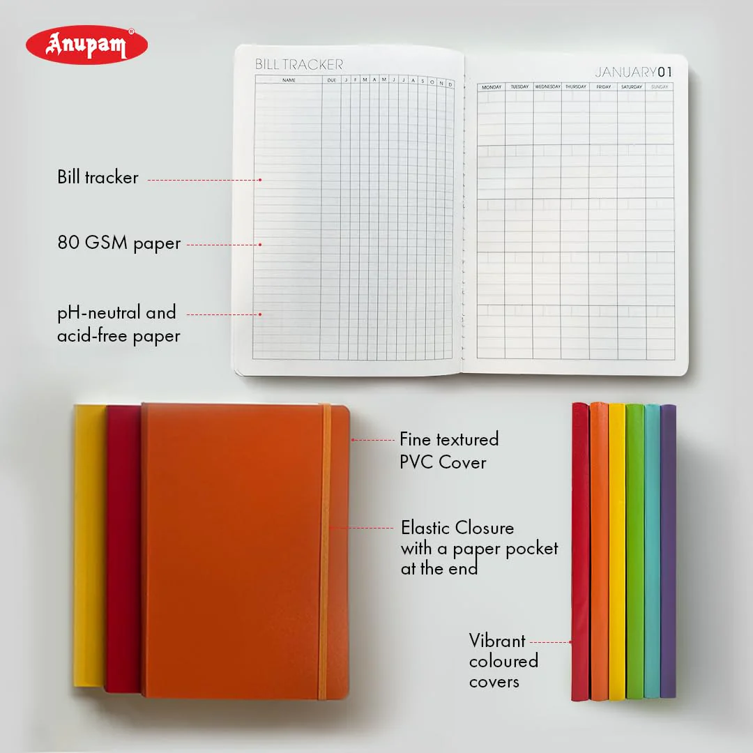 Anupam Hue Journal Ruled A5 Notebook 192 Pages 80Gsm Matte Finish Flexible PVC Cover Journal for Unisex, Daily Journal Notebook - Image 7