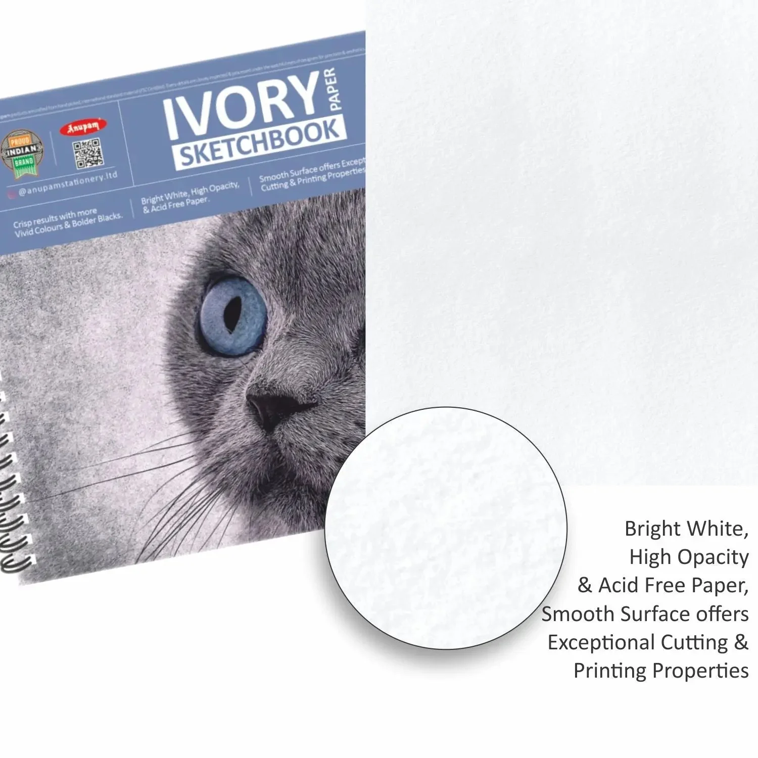 Anupam Wiro Bound Ivory Paper Sketchbook - 180 GSM - 20 Sheets - Image 4