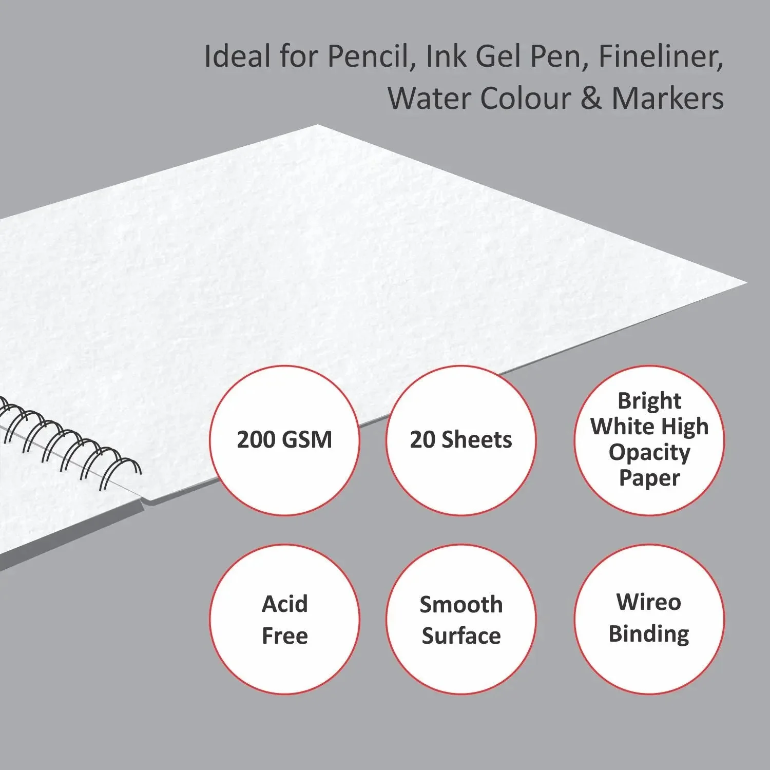 Anupam Wiro Bound Ivory Paper Sketchbook - 180 GSM - 20 Sheets - Image 5
