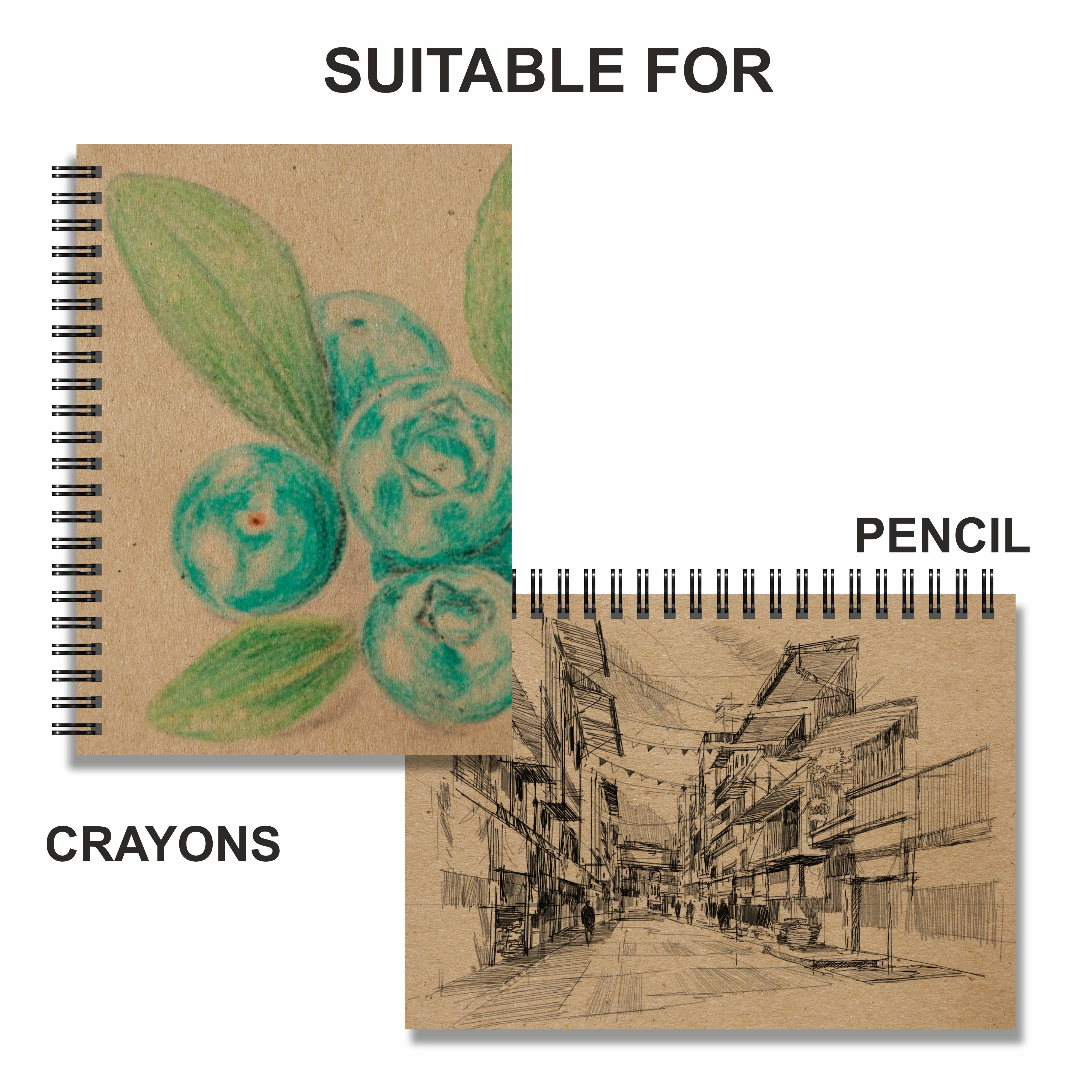 Anupam Khaki Sketchbook - Cartridge Paper - Soft Cover-Wireo book - 160 GSM - Image 6