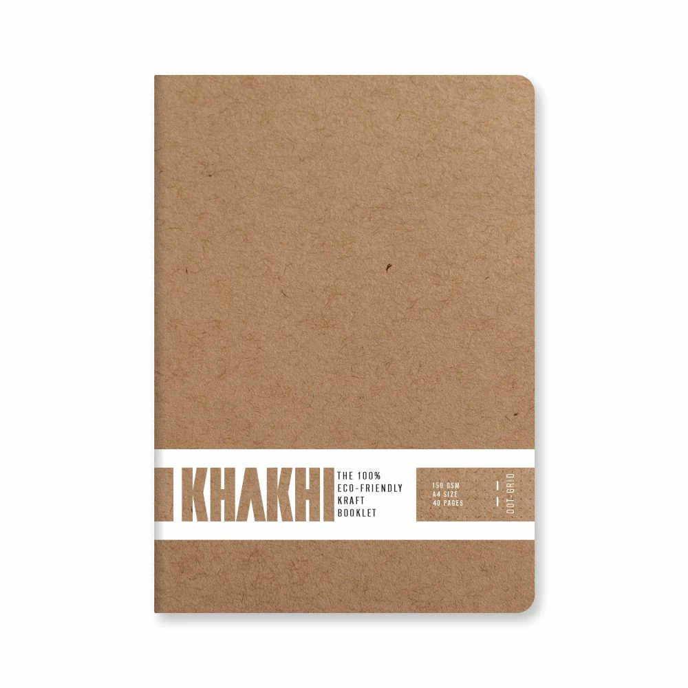 Anupam Khakhi Booklet Sketchbook - 100% Recycled Khaki Toned-Soft Cover-Dotted Grid Paper - Acid Free-150 GSM- 40 Pages