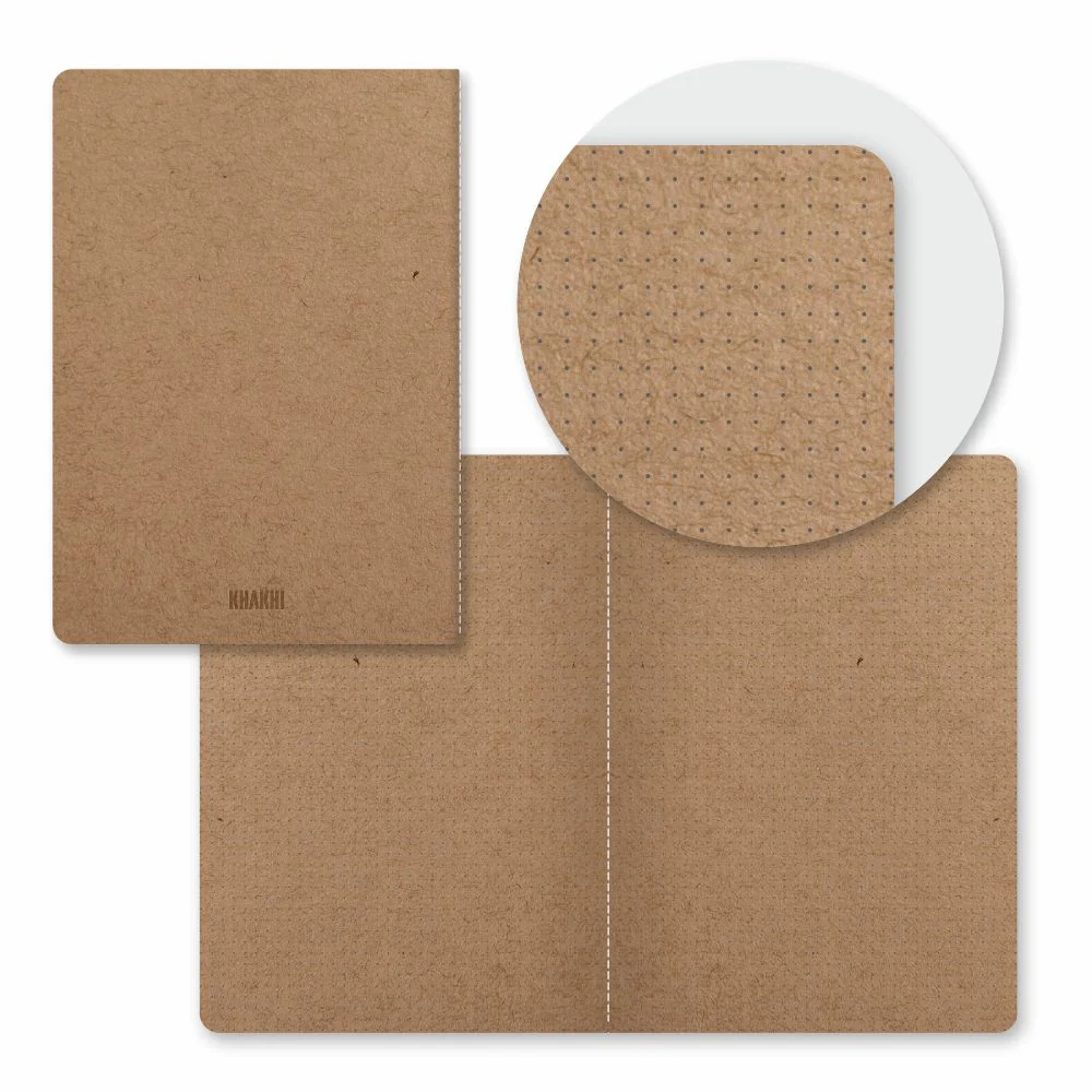 Anupam Khakhi Booklet Sketchbook - 100% Recycled Khaki Toned-Soft Cover-Dotted Grid Paper - Acid Free-150 GSM- 40 Pages - Image 3