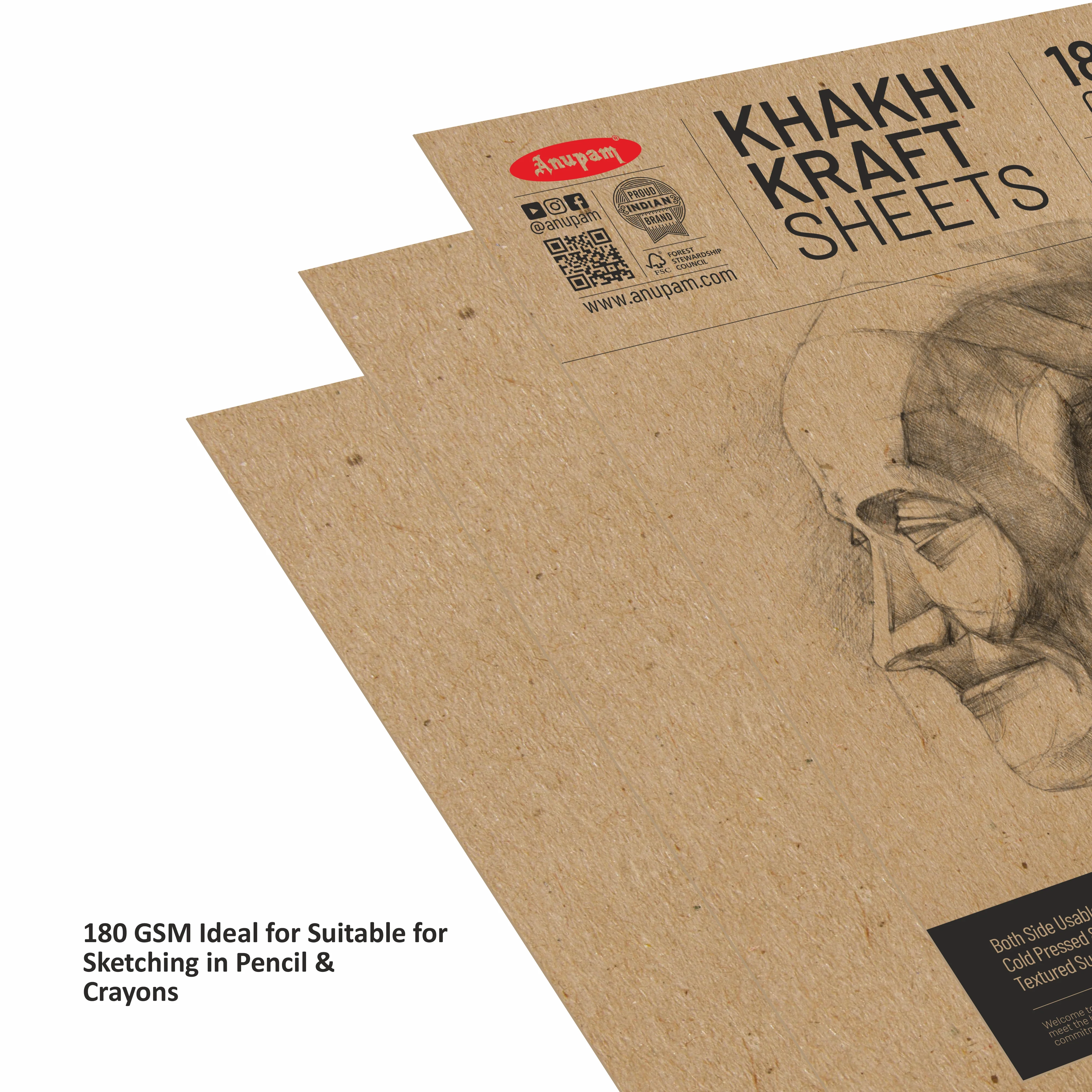 Anupam Kraft Paper Brown Colour-100% Recyclable Acid Free - Plain Paper-Loose Sheets-180 GSM - Image 12