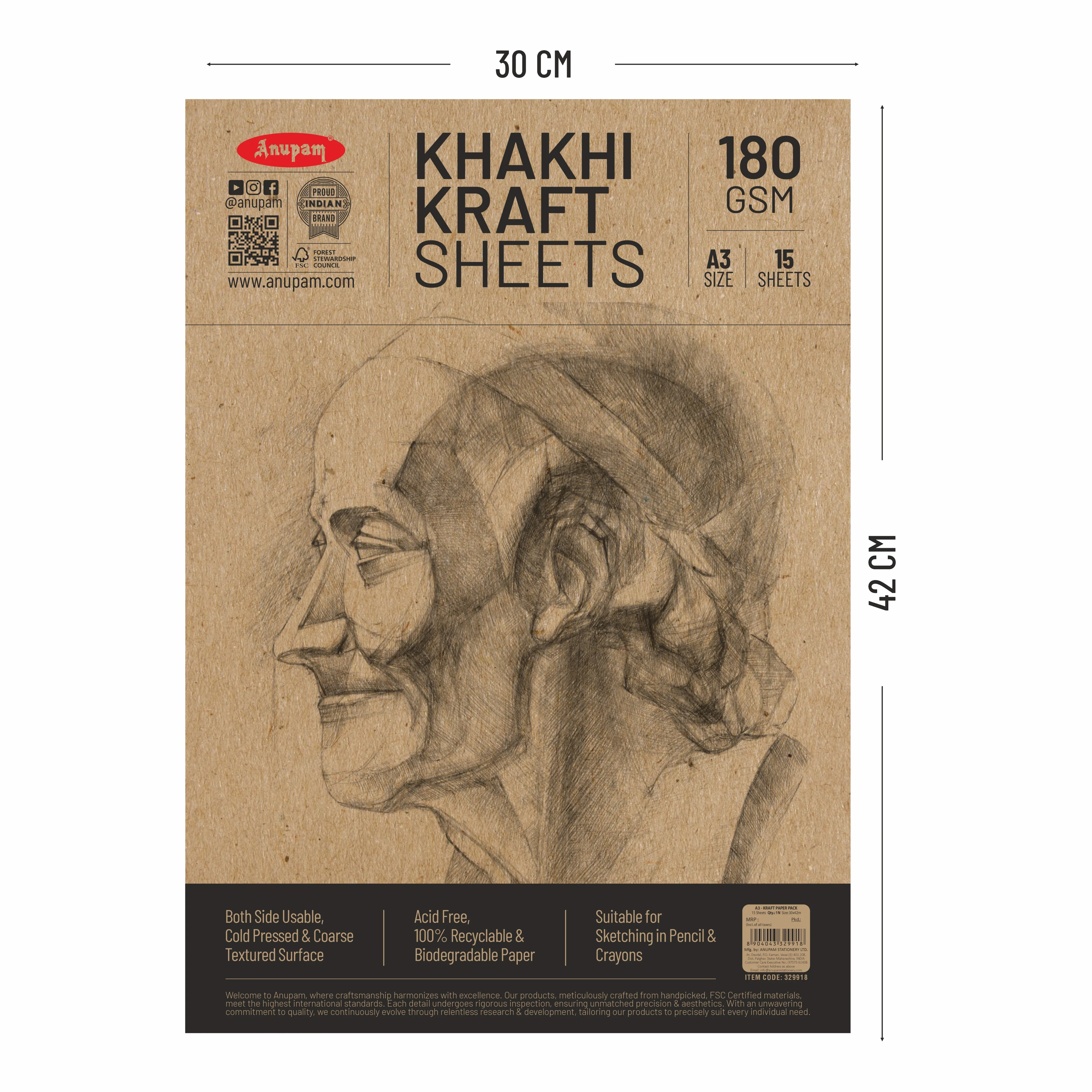 Anupam Kraft Paper Brown Colour-100% Recyclable Acid Free - Plain Paper-Loose Sheets-180 GSM - Image 17
