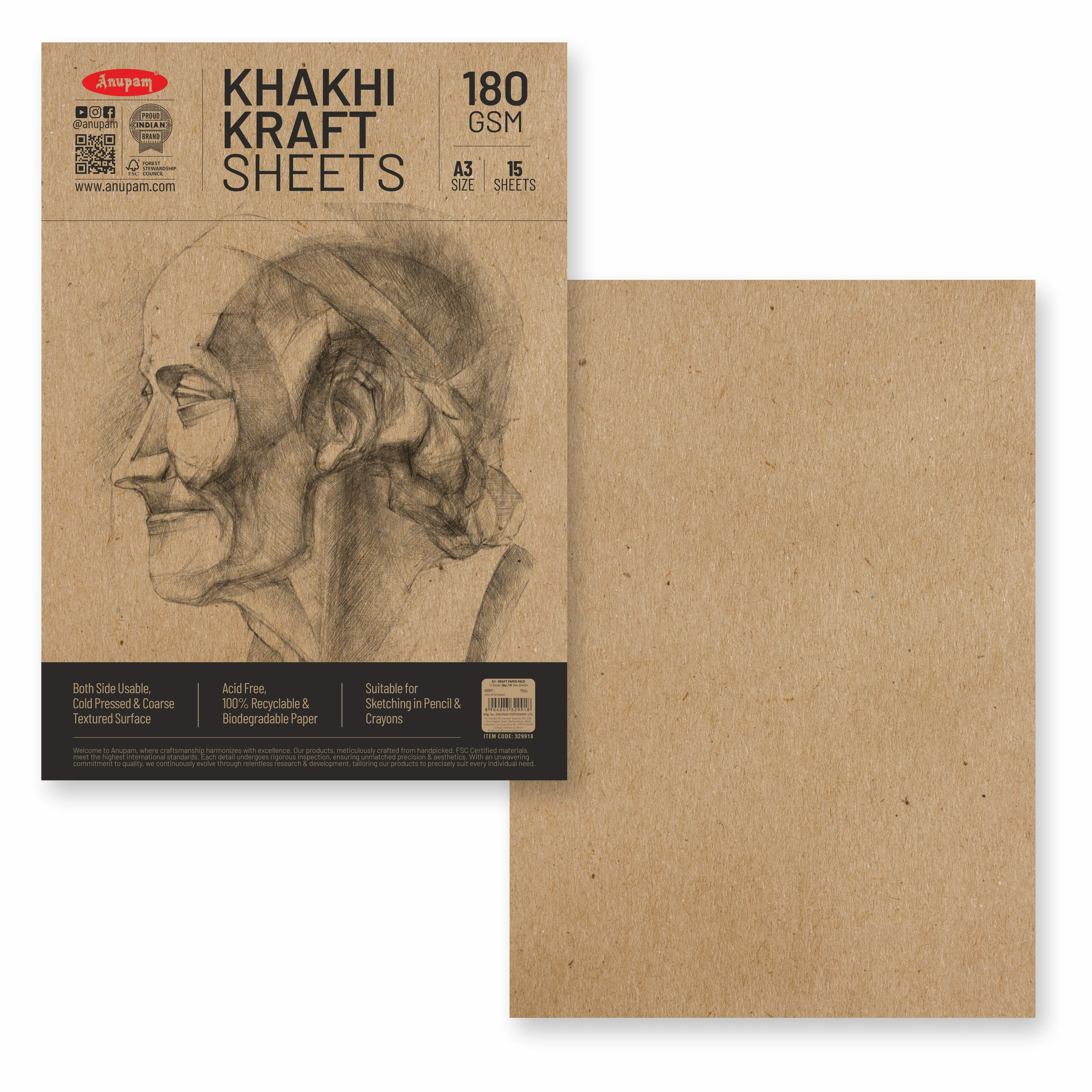 Anupam Kraft Paper Brown Colour-100% Recyclable Acid Free - Plain Paper-Loose Sheets-180 GSM - Image 7