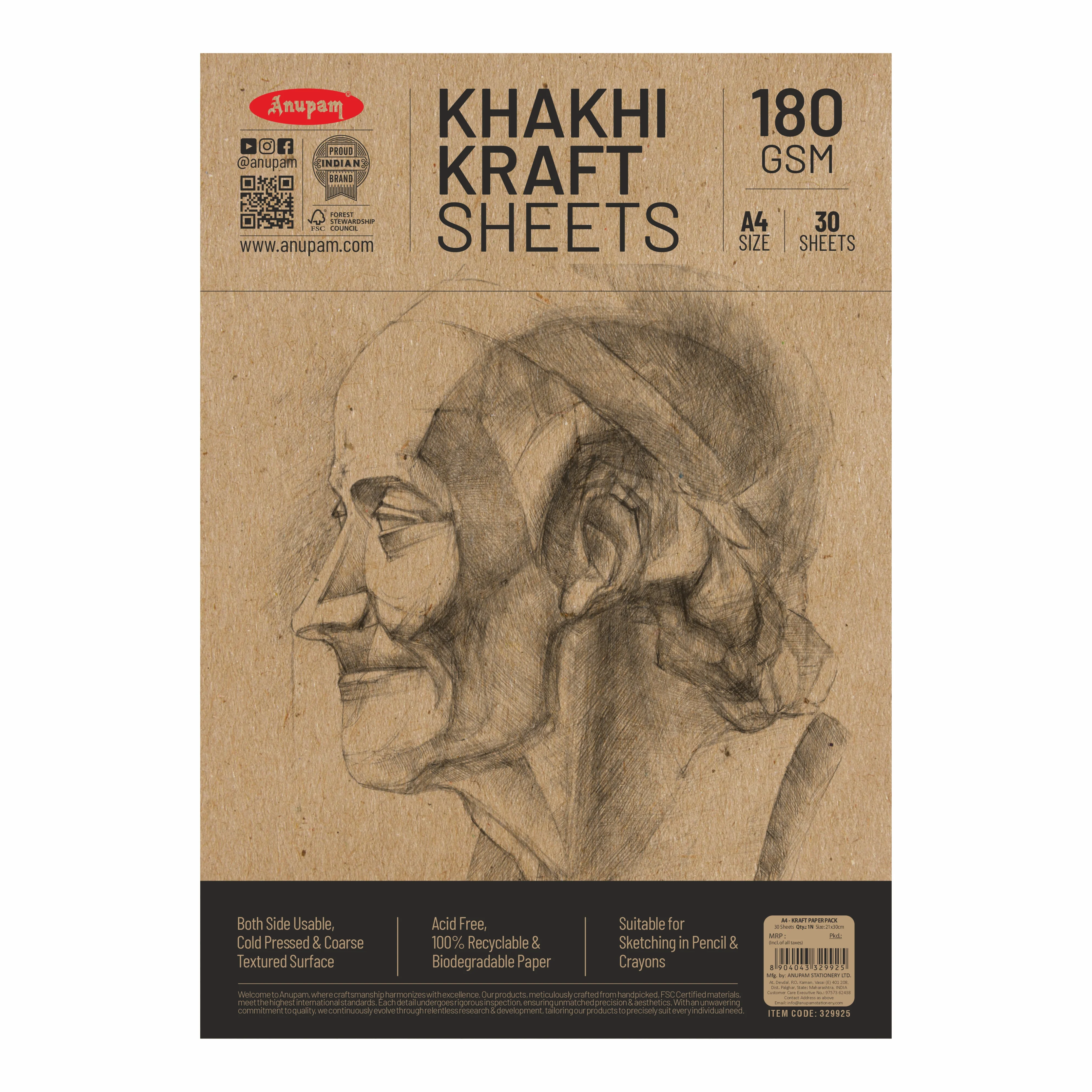 Anupam Kraft Paper Brown Colour-100% Recyclable Acid Free - Plain Paper-Loose Sheets-180 GSM - Image 9
