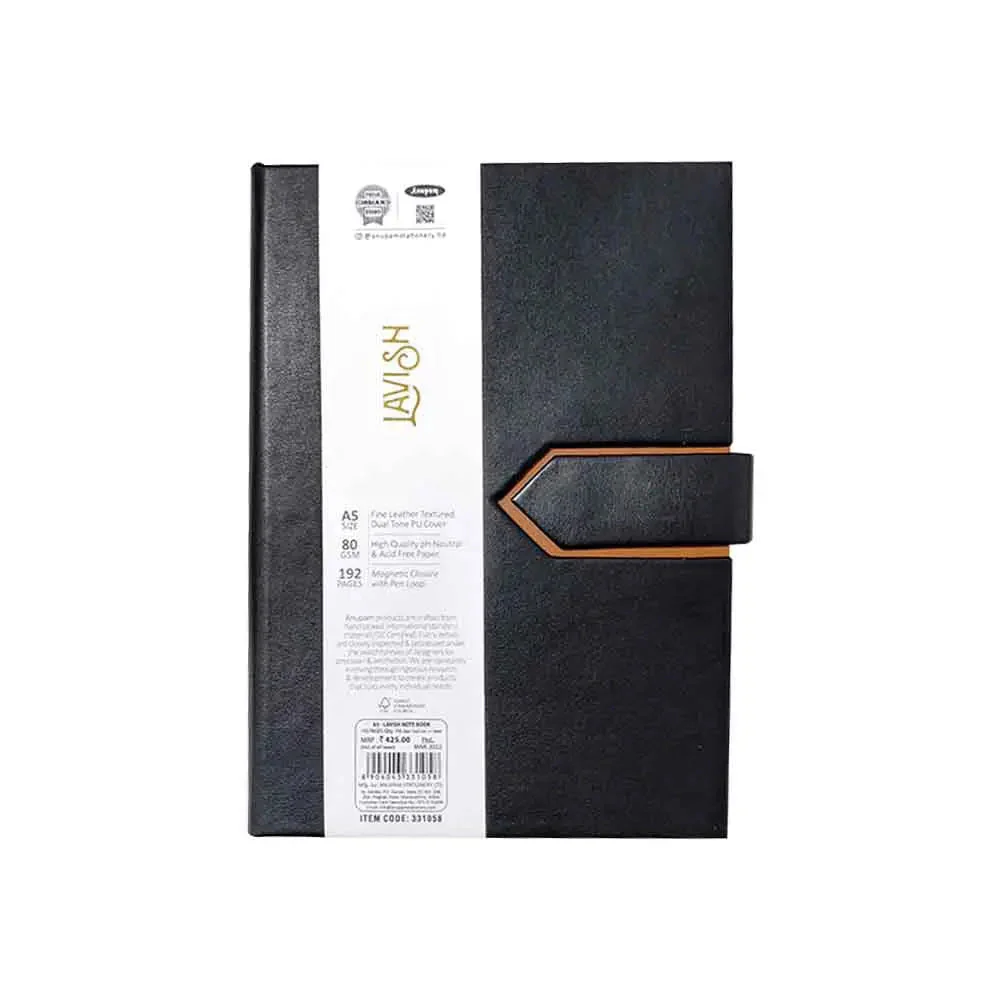 Anupam Lavish Journal PU Fine Leather Journal 80 gsm Lined Paper with Magnetic Flap Closure and Pen Holder