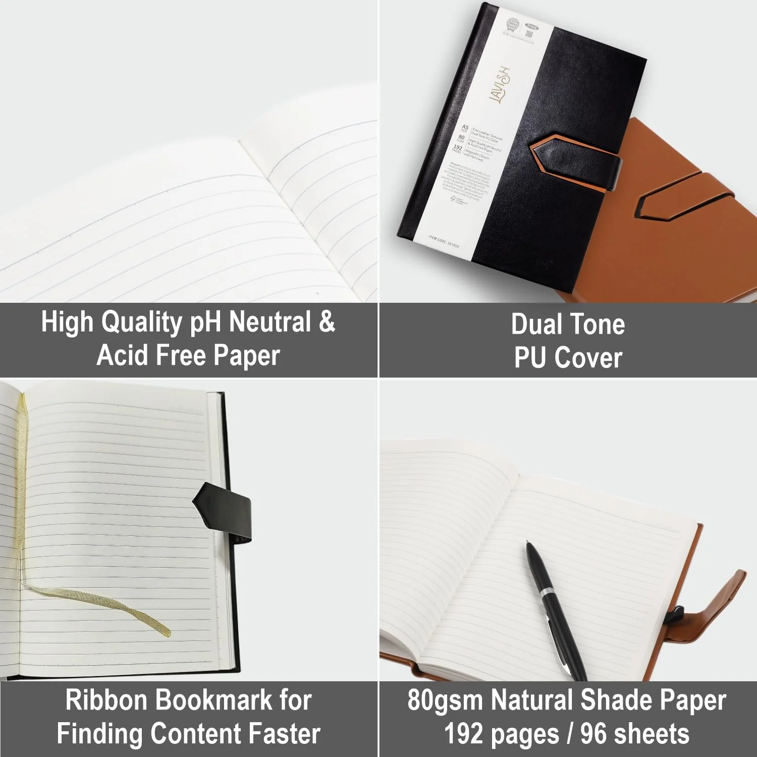 Anupam Lavish Journal PU Fine Leather Journal 80 gsm Lined Paper with Magnetic Flap Closure and Pen Holder - Image 2