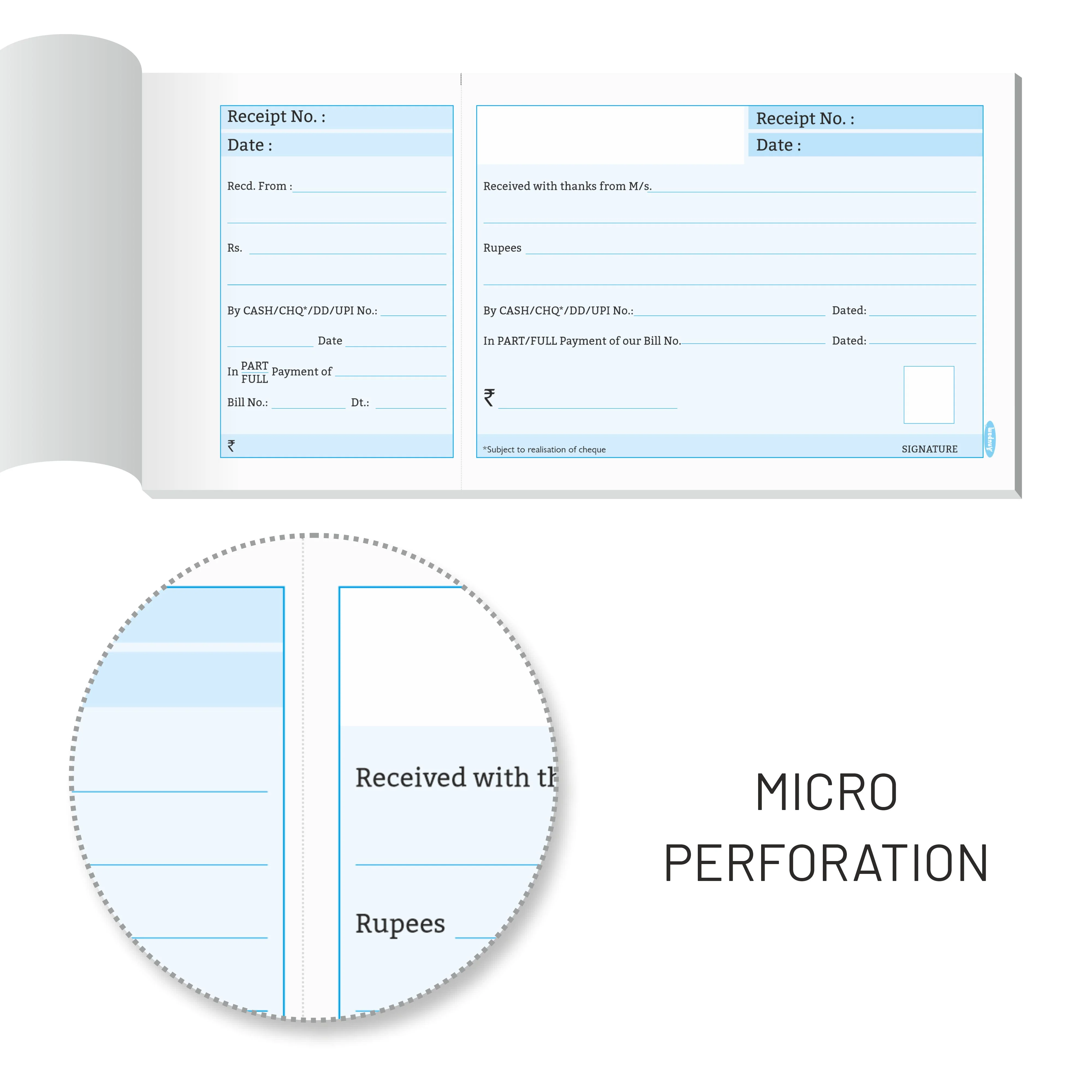 Anupam Medium Receipt Book Robust Board Back Cover – 22x10 cm, 50 Sheets ( Pack of 3) - Image 5