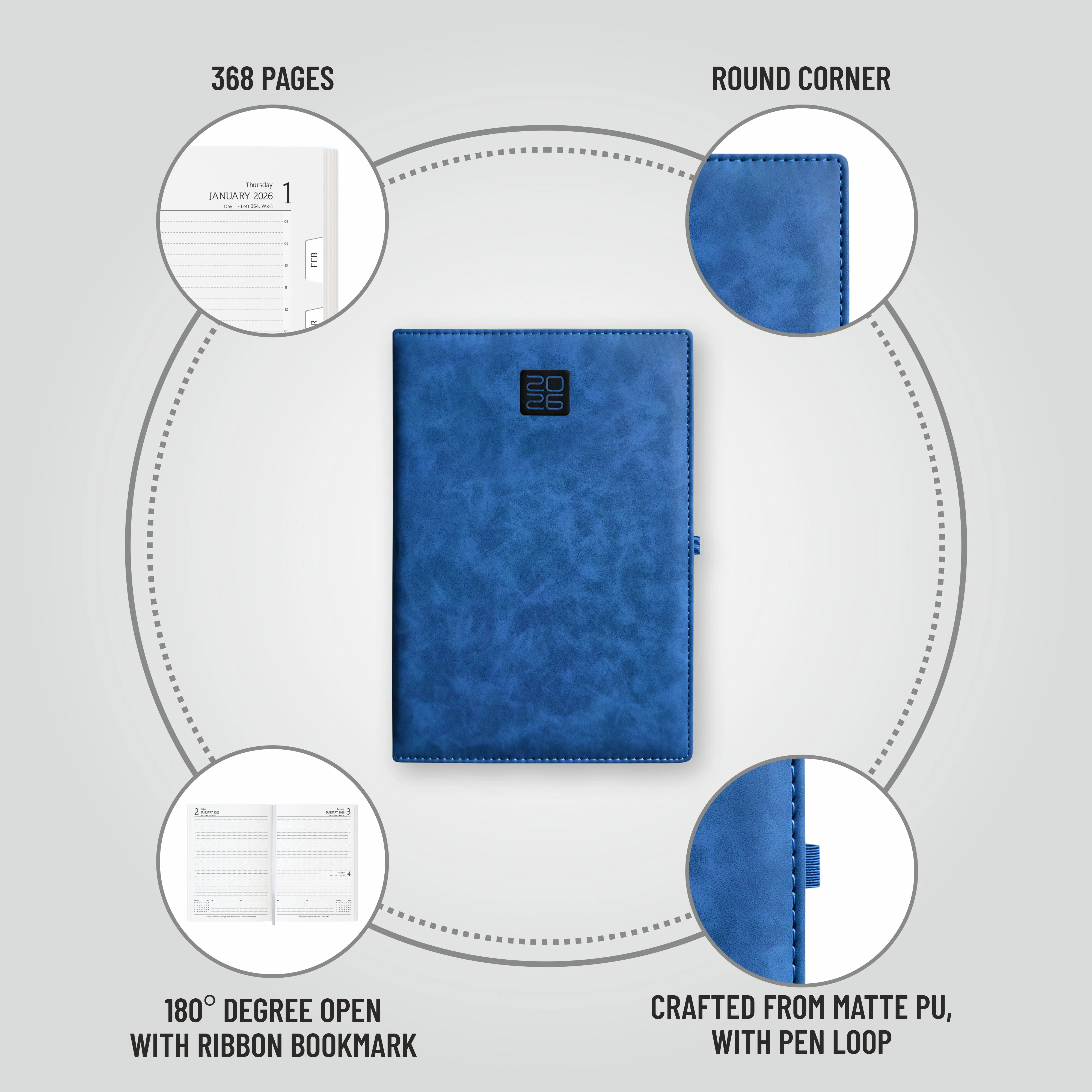Anupam Merito 2026 Diary – Dated Daily Planner with Monthly Calendar | 80 GSM Paper | Full Page Mon–Fri, Sat–Sun Shared Page | Matte PU Cover | 365 Days - Image 22