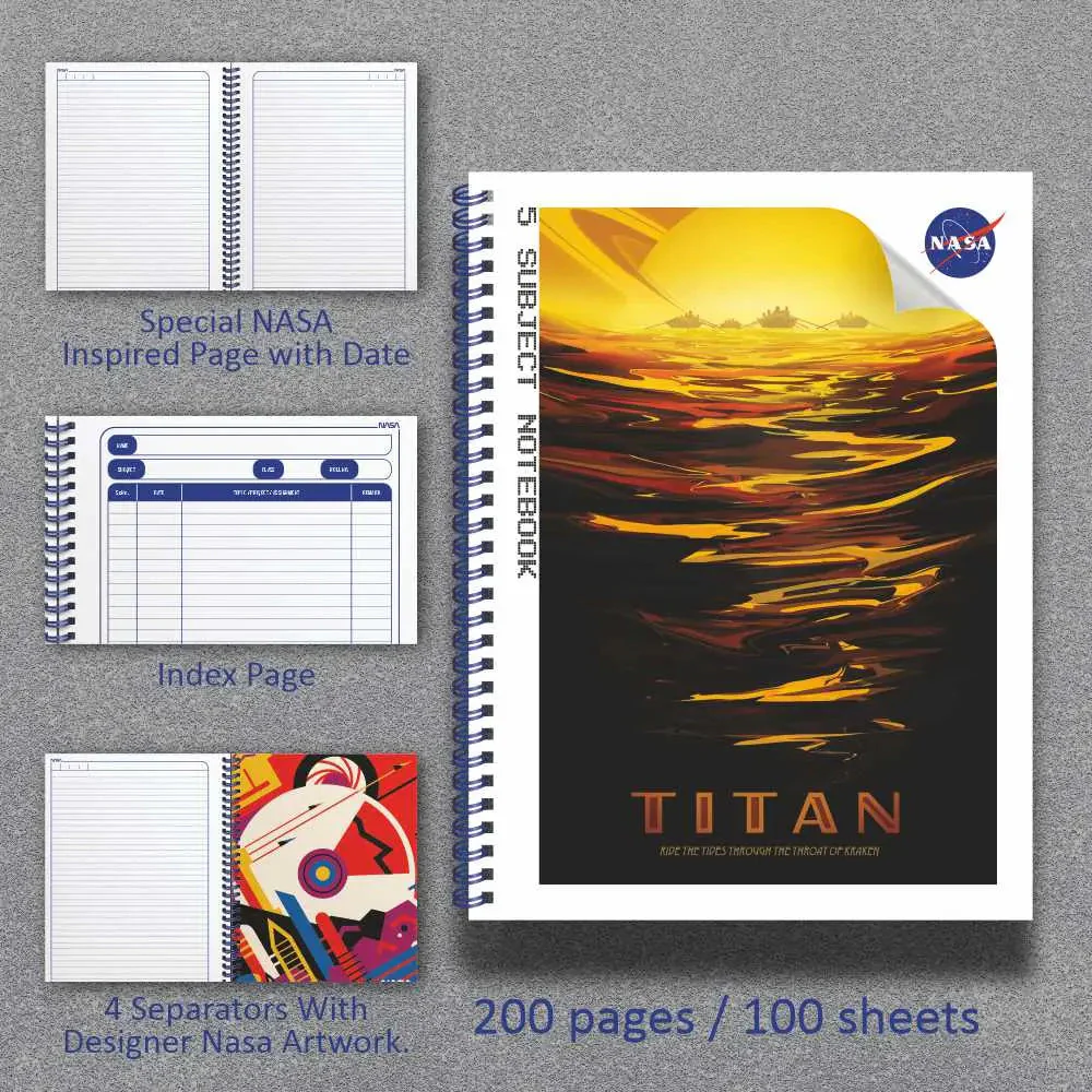 Anupam NASA 5 Subject Spiral Notebook - 70 GSM Paper - Pages 200 - Ideal for Profesionals & Students - Image 4