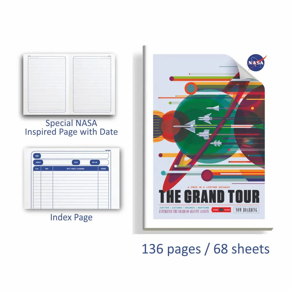 Anupam NASA Single Line Notebooks Soft Brown Cover 60Gsm A4 Size ( Pack ) - Image 8