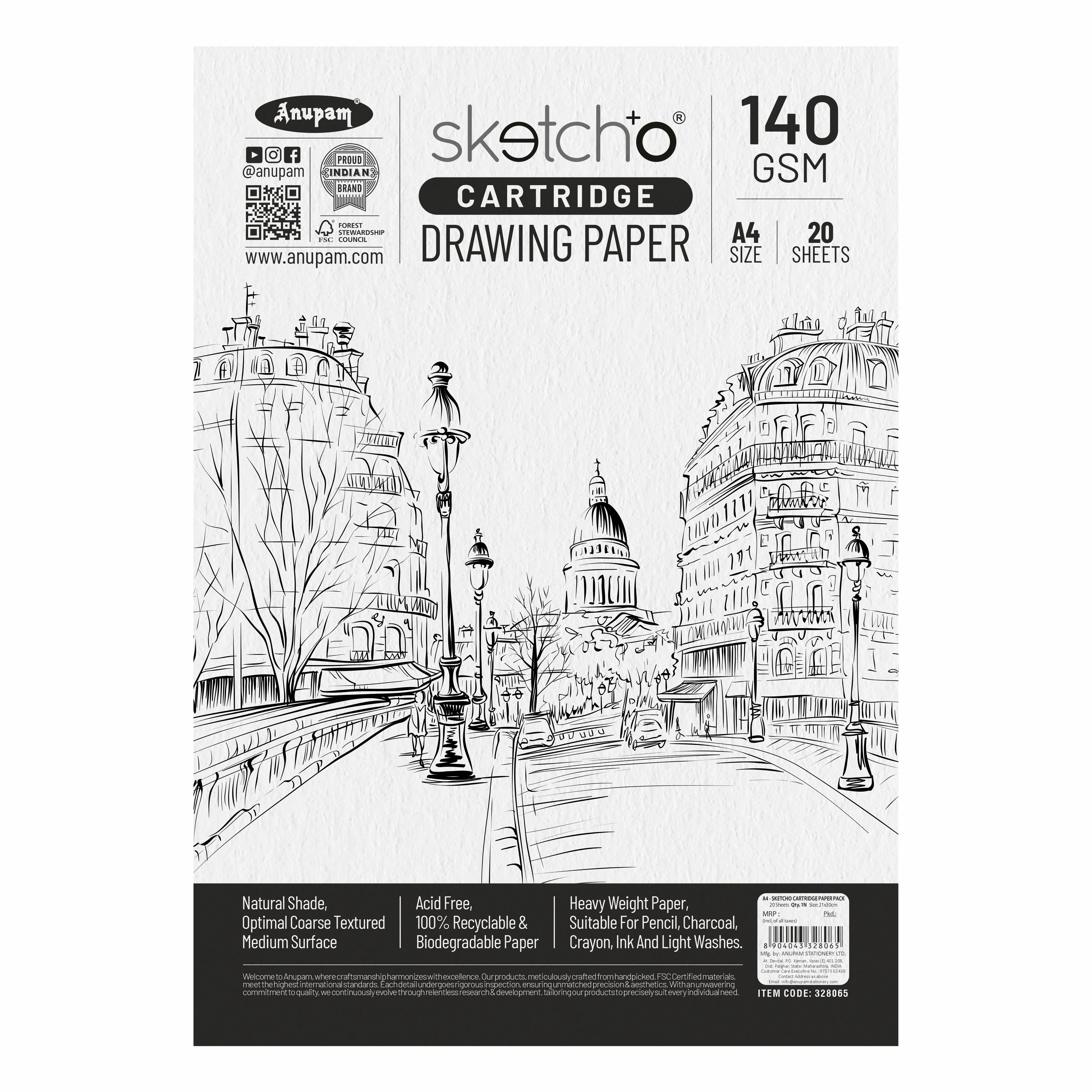 Anupam Sketch-O Cartridge Drawing Paper for sketching and drawing Loose sheets 140 GSM - Image 13