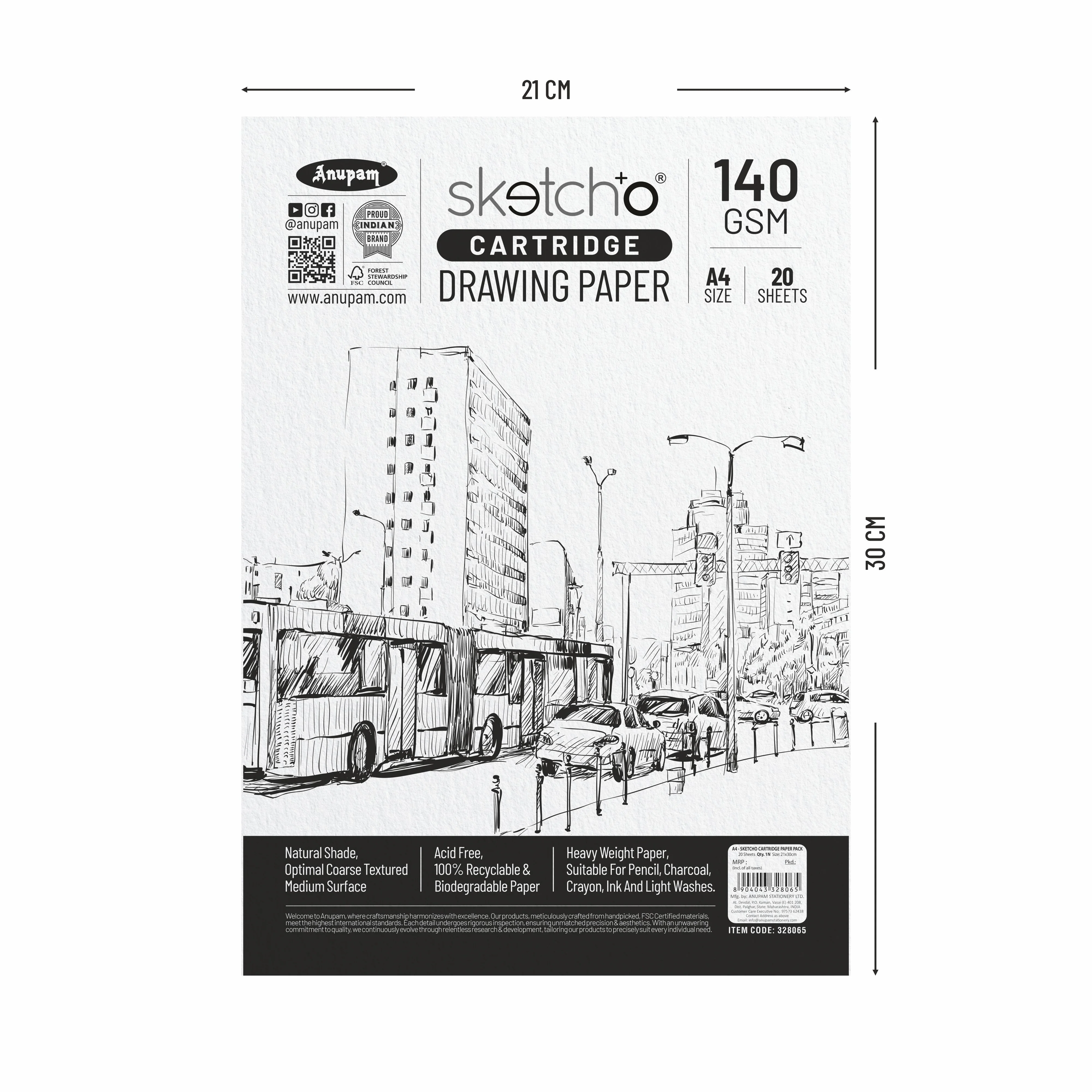 Anupam Sketch-O Cartridge Drawing Paper for sketching and drawing Loose sheets 140 GSM - Image 14