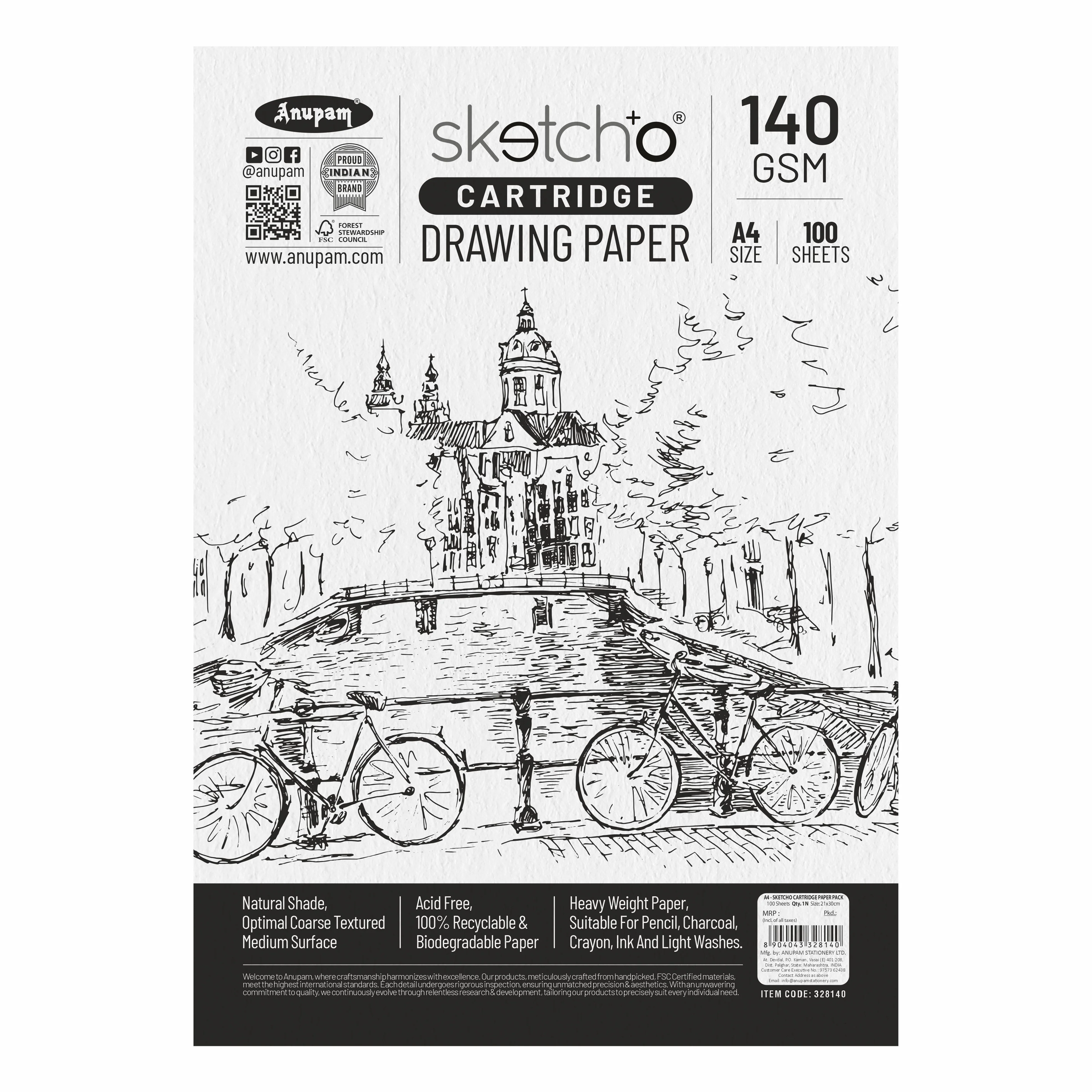 Anupam Sketch-O Cartridge Drawing Paper for sketching and drawing Loose sheets 140 GSM - Image 19