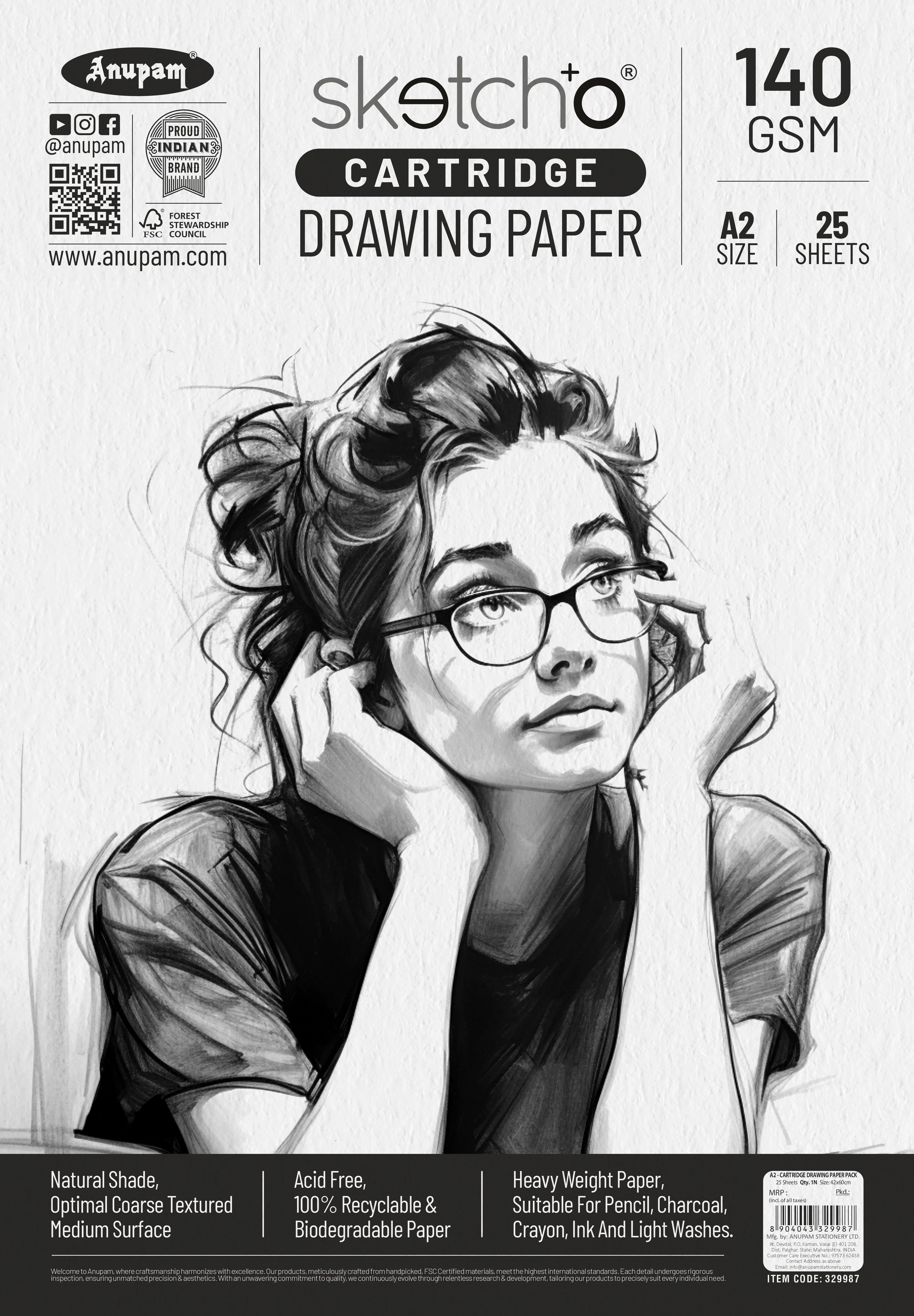 Anupam Sketch-O Cartridge Drawing Paper for sketching and drawing Loose sheets 140 GSM - Image 25