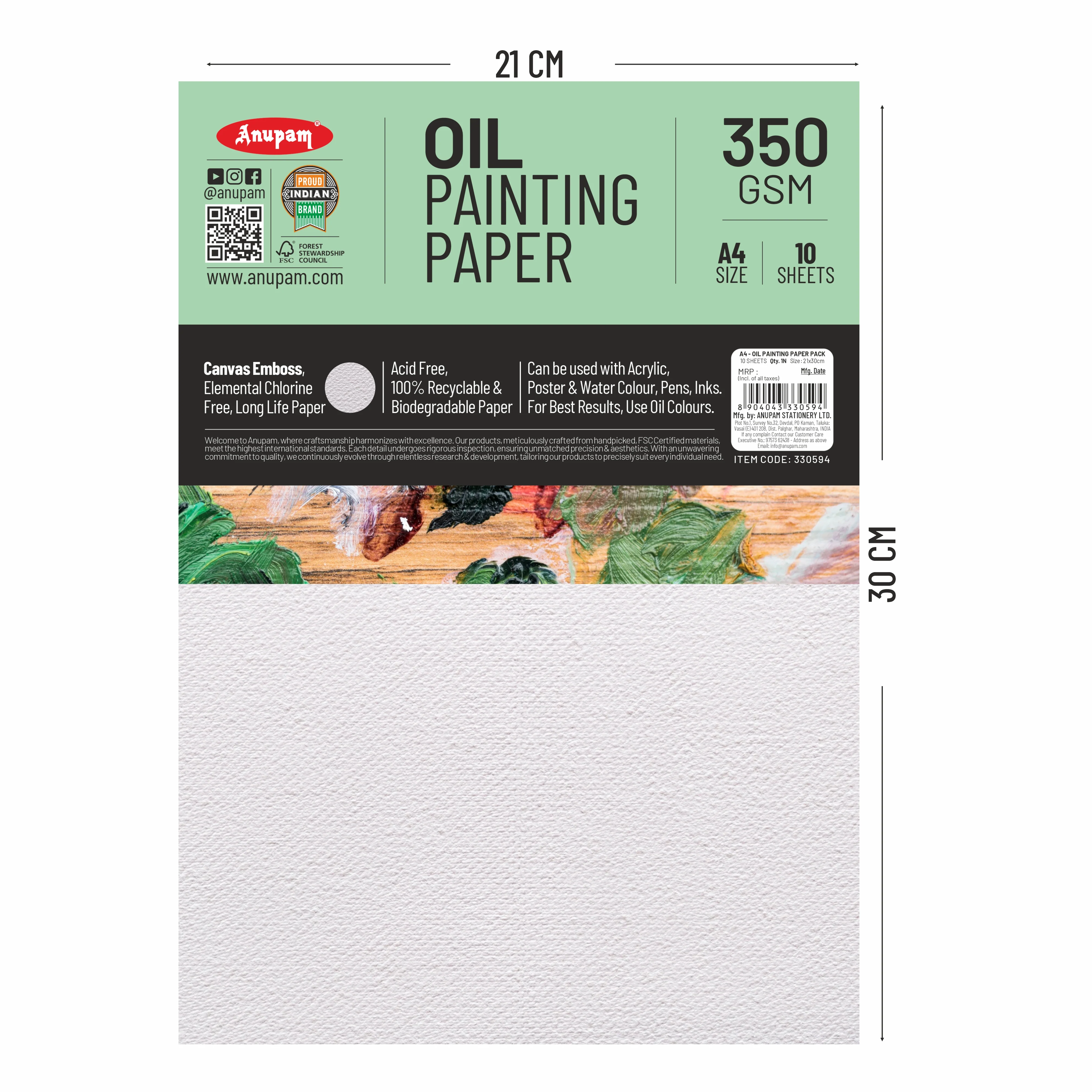 Anupam Oil Painting Paper-Canvas Textured Embossed Oil Paper-Acid Free-350 GSM - Image 10
