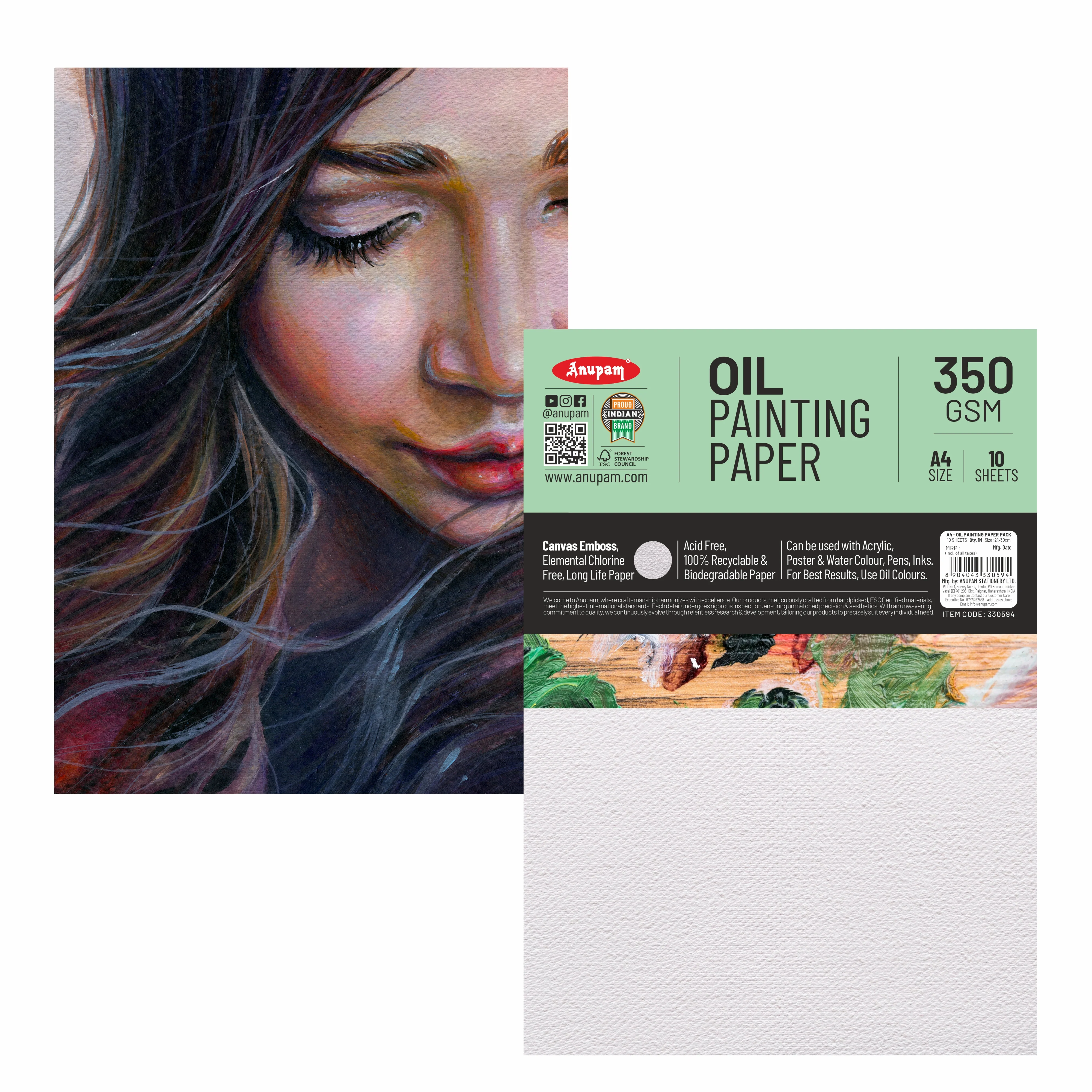 Anupam Oil Painting Paper-Canvas Textured Embossed Oil Paper-Acid Free-350 GSM - Image 15
