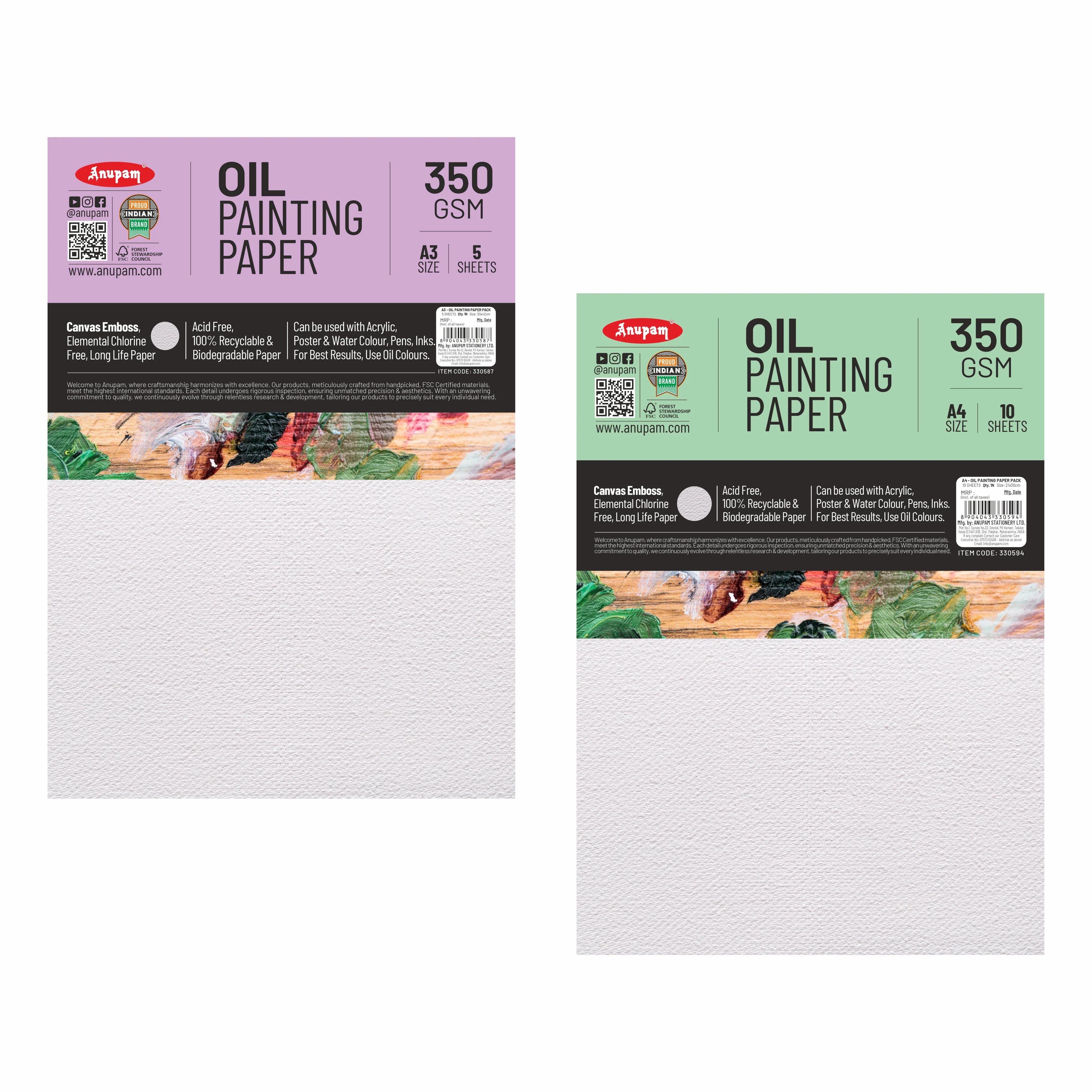 Anupam Oil Painting Paper-Canvas Textured Embossed Oil Paper-Acid Free-350 GSM - Image 16