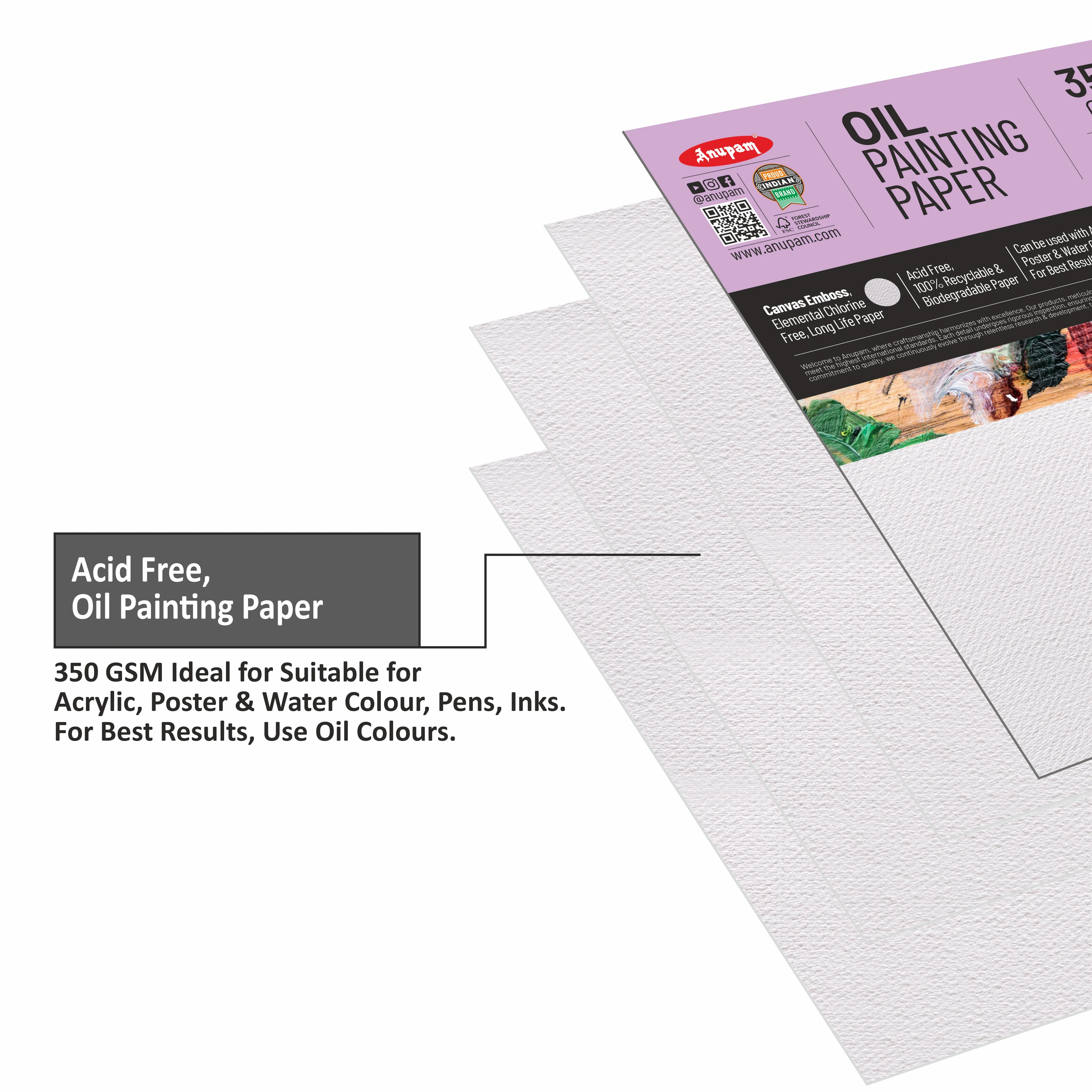 Anupam Oil Painting Paper-Canvas Textured Embossed Oil Paper-Acid Free-350 GSM - Image 4