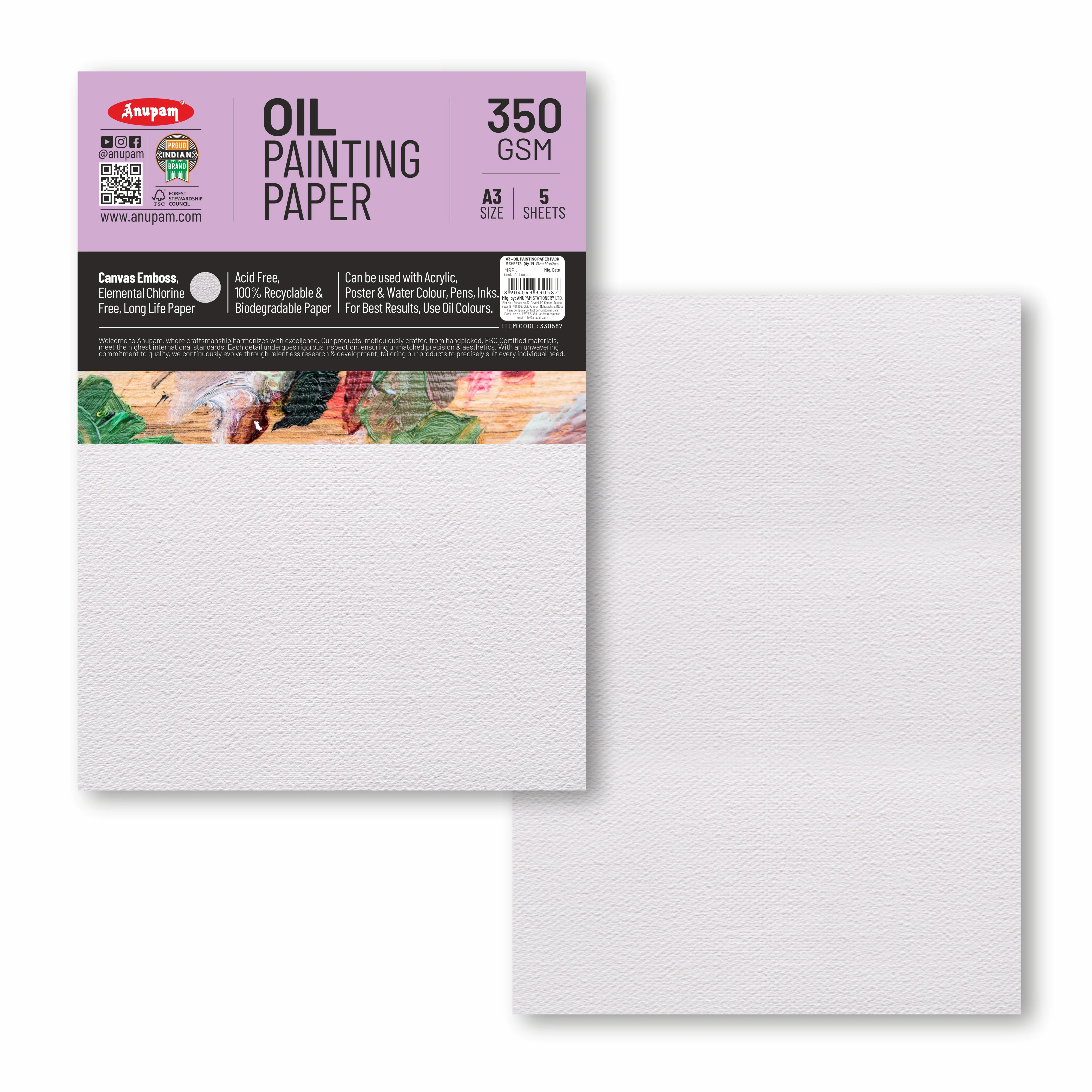 Anupam Oil Painting Paper-Canvas Textured Embossed Oil Paper-Acid Free-350 GSM - Image 7
