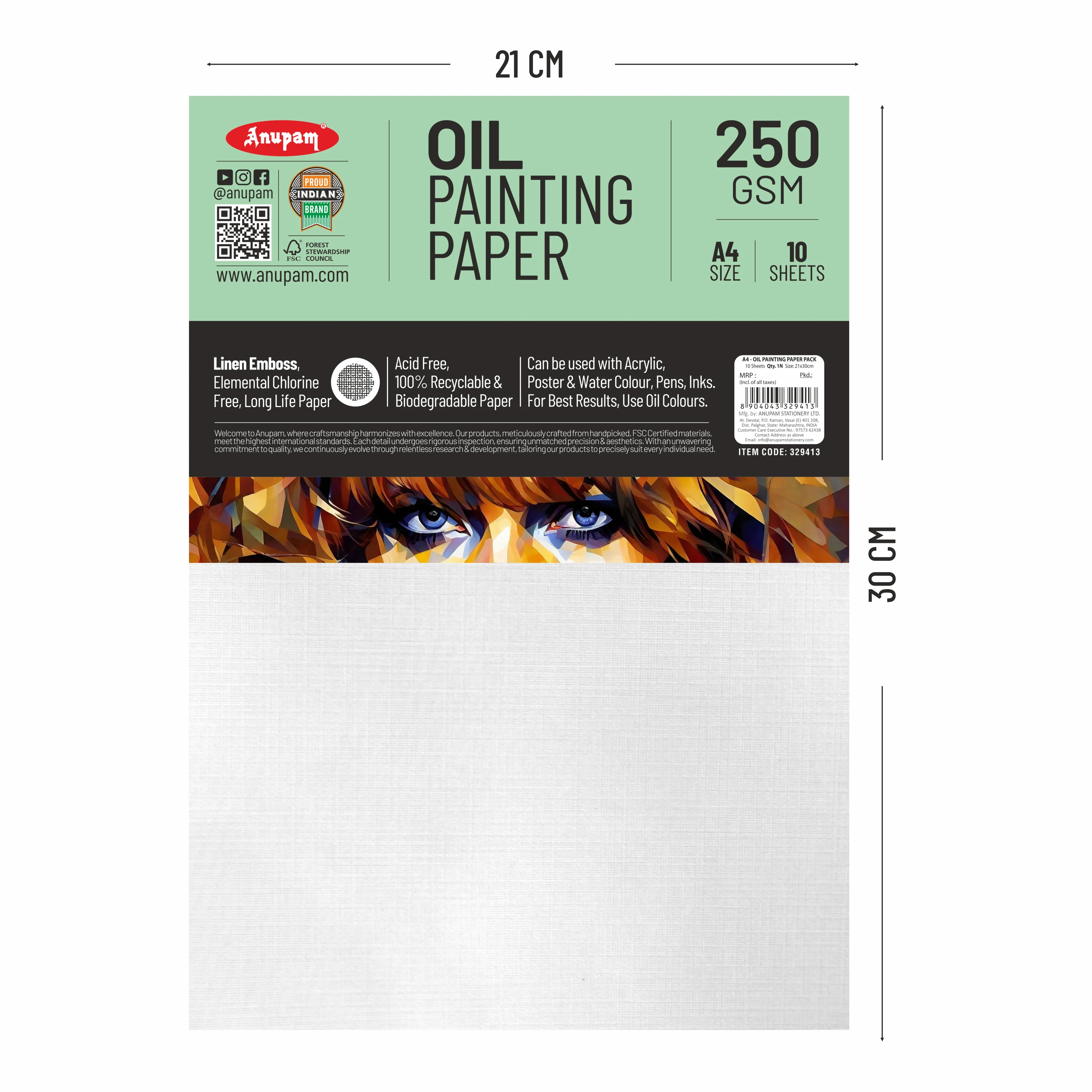 Anupam Oil Paper-Acid Free-Linen Emboss Paper-Loose Sheet - 250GSM - Image 10
