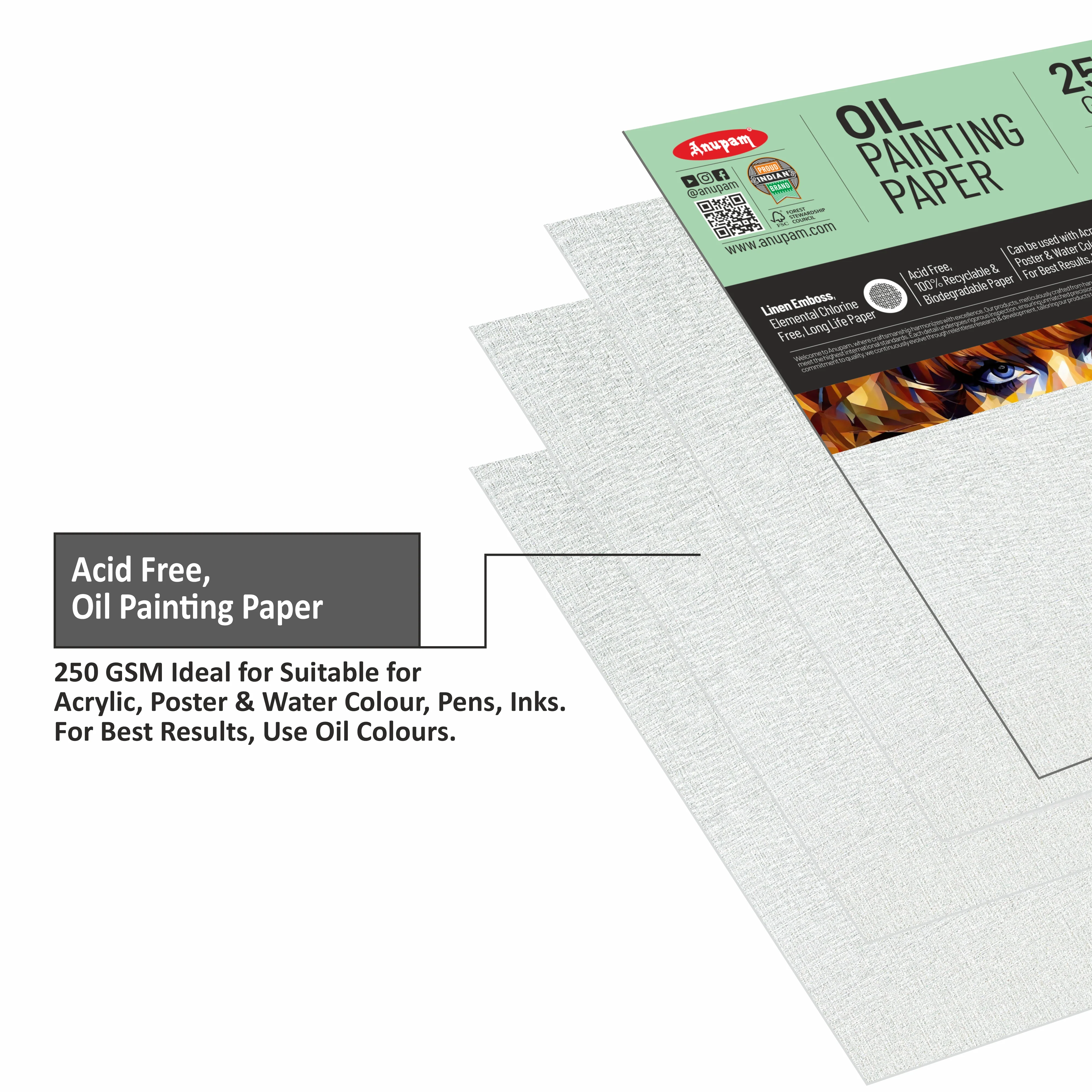 Anupam Oil Paper-Acid Free-Linen Emboss Paper-Loose Sheet - 250GSM - Image 12