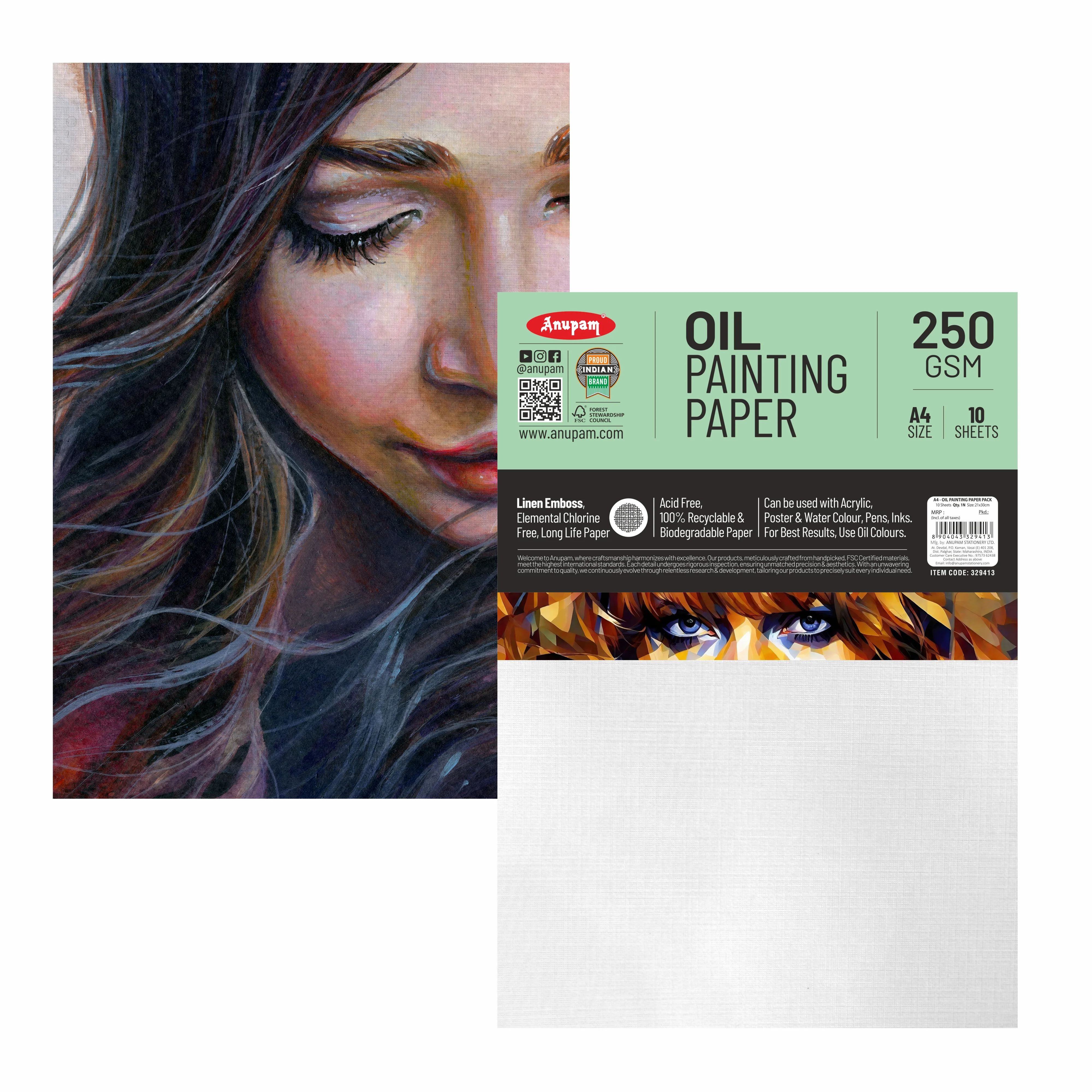 Anupam Oil Paper-Acid Free-Linen Emboss Paper-Loose Sheet - 250GSM - Image 15