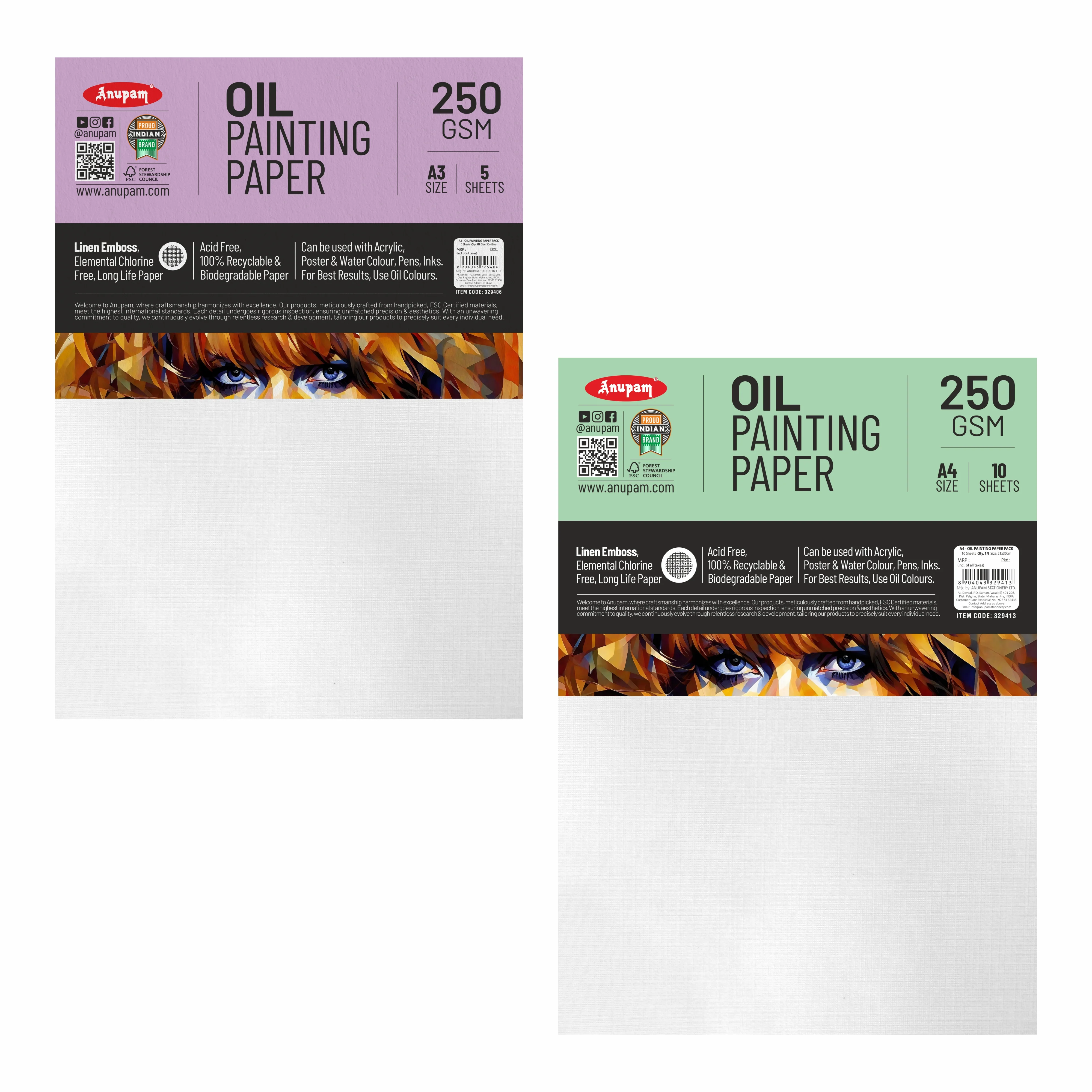 Anupam Oil Paper-Acid Free-Linen Emboss Paper-Loose Sheet - 250GSM - Image 16