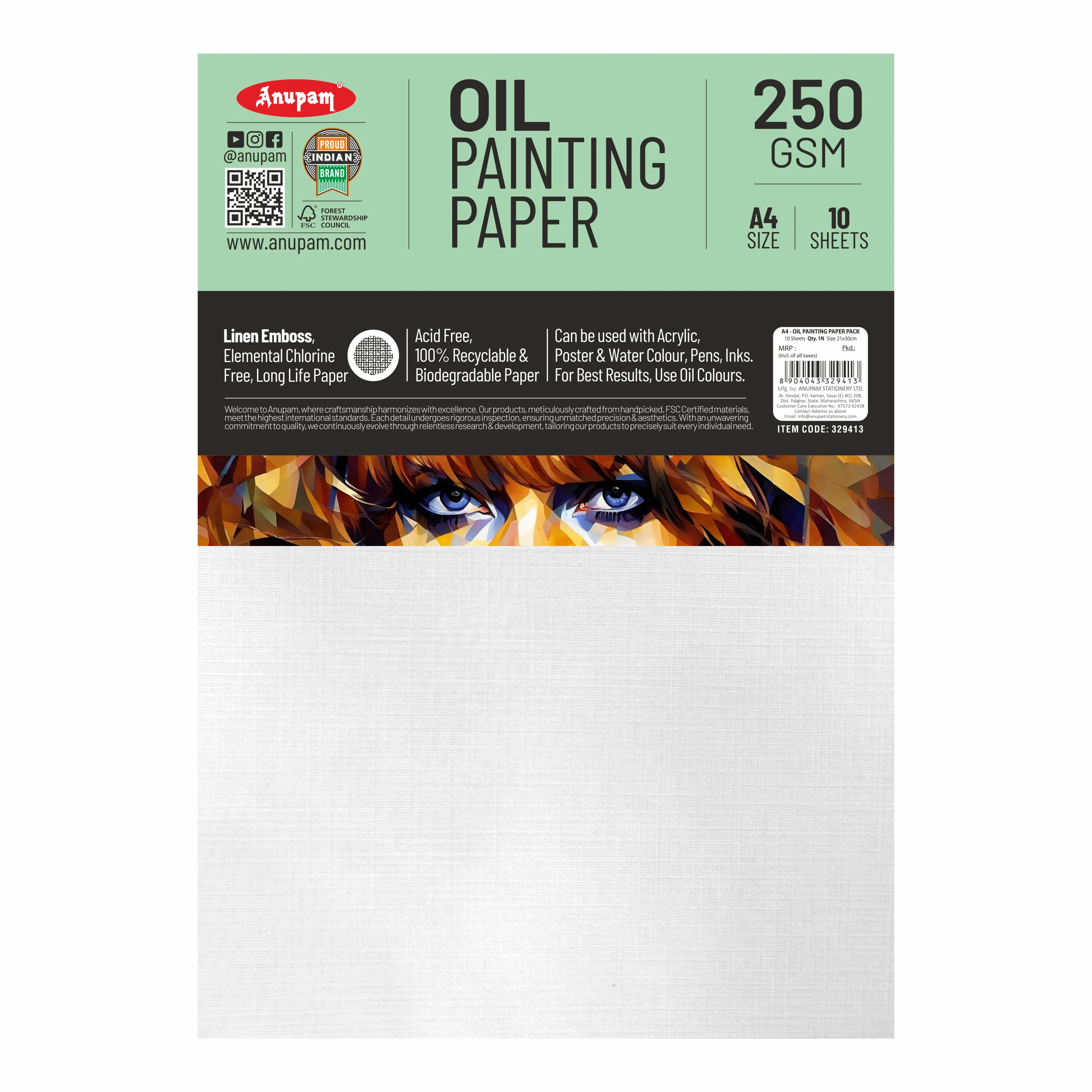 Anupam Oil Paper-Acid Free-Linen Emboss Paper-Loose Sheet - 250GSM - Image 9