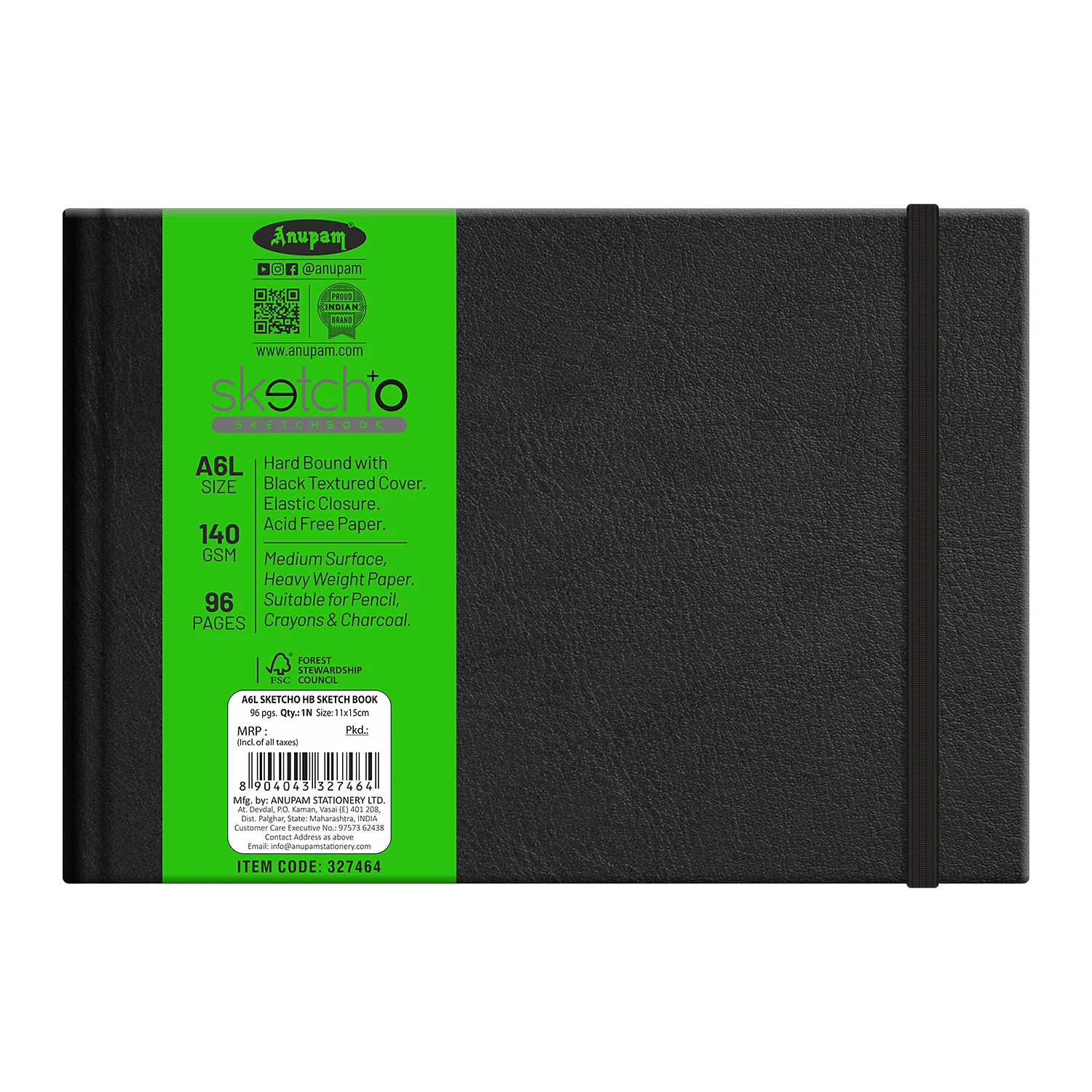 Anupam Sketch-O Hardbound Sketchbook -Acid Free-140 GSM-124 pages-Natural Shade Paper with Elastic Closure - Image 13