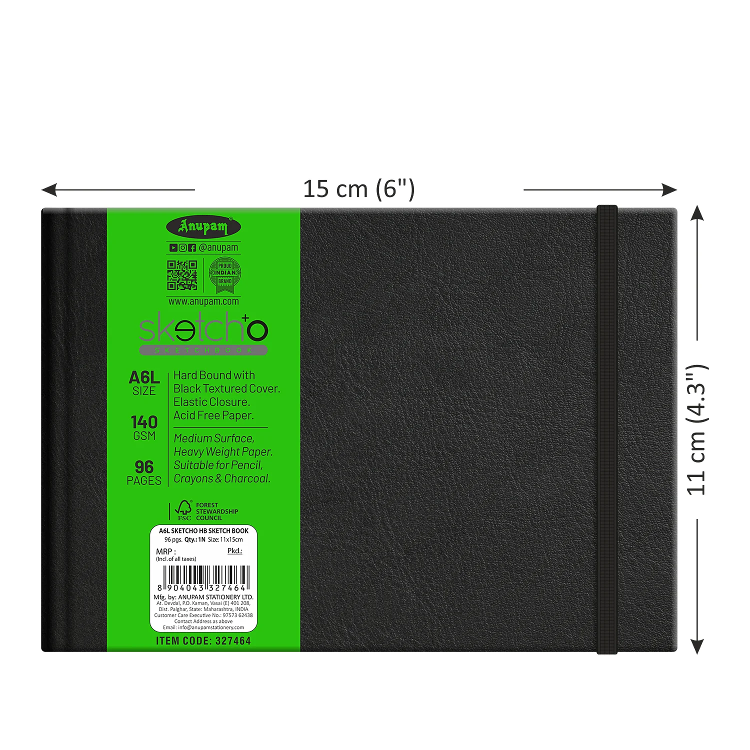 Anupam Sketch-O Hardbound Sketchbook -Acid Free-140 GSM-124 pages-Natural Shade Paper with Elastic Closure - Image 14
