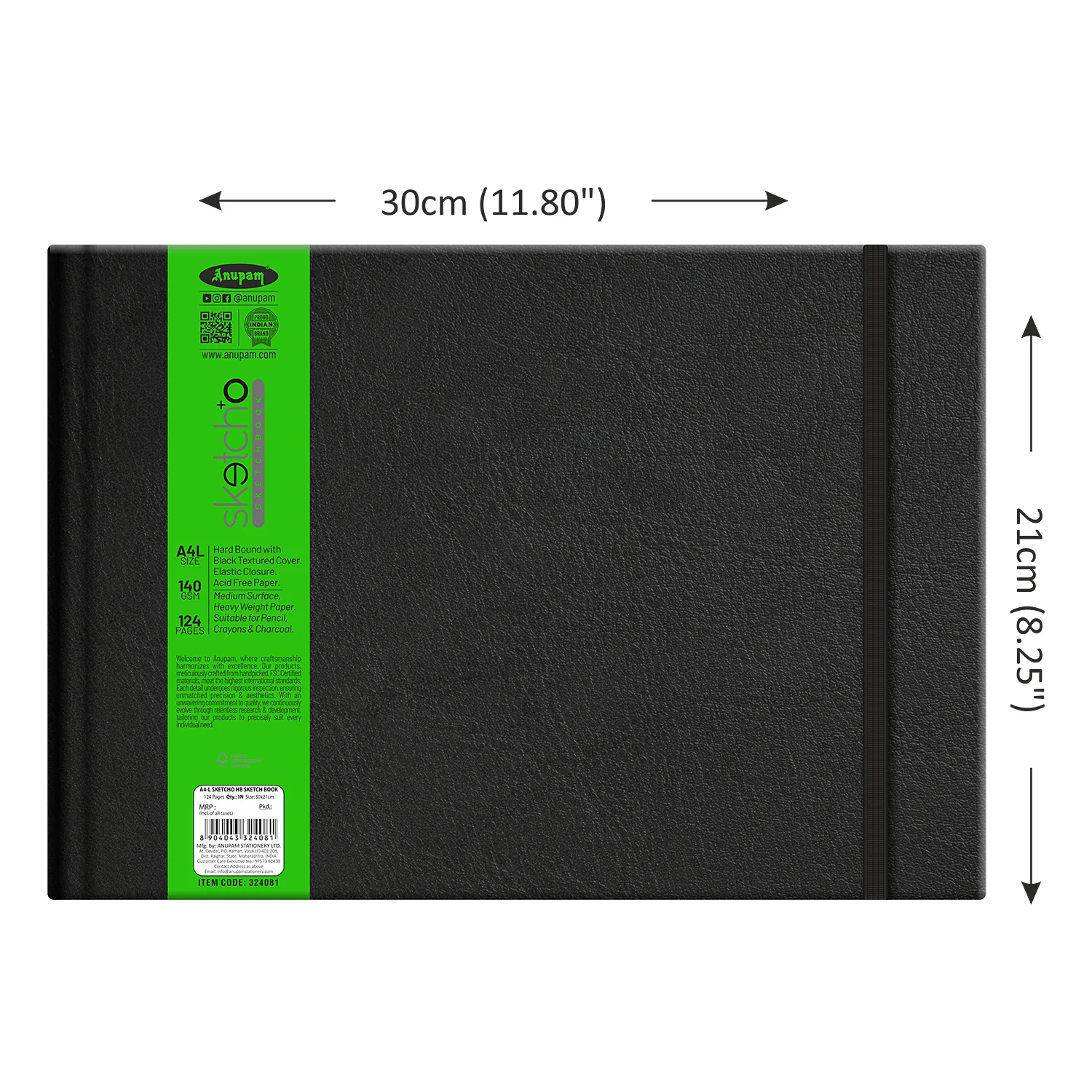 Anupam Sketch-O Hardbound Sketchbook -Acid Free-140 GSM-124 pages-Natural Shade Paper with Elastic Closure - Image 6