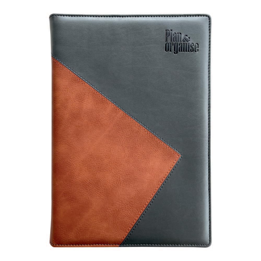 Anupam Plan & Organize B5 Notebooks 160 Pages Smooth Leather Dual Tone PU Softcover Notebook 80gsm Paper Lined Notebook