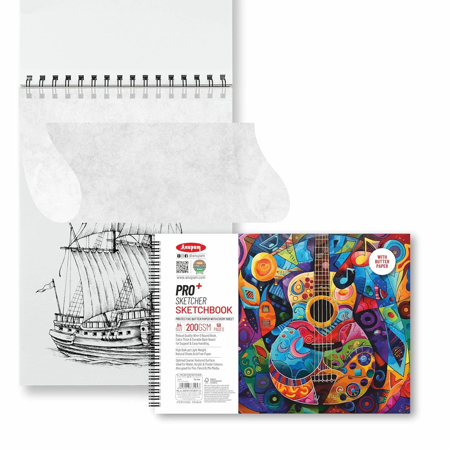 Anupam Pro Sketcher Drawing Book with Butter Paper Pages Size Spiral-Bound Sketchpad 200 GSM for Artists, Kids & Professionals (25 Sheets, 50 Pages) - Image 10