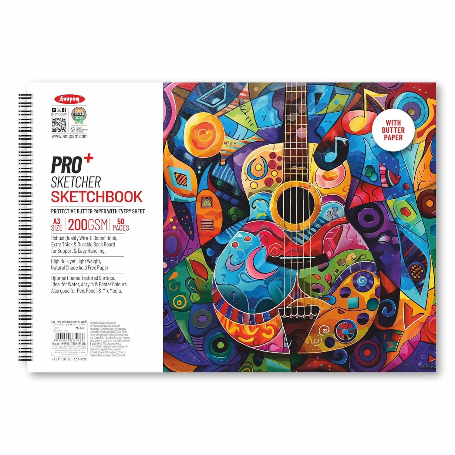Anupam Pro Sketcher Drawing Book with Butter Paper Pages Size Spiral-Bound Sketchpad 200 GSM for Artists, Kids & Professionals (25 Sheets, 50 Pages) - Image 12
