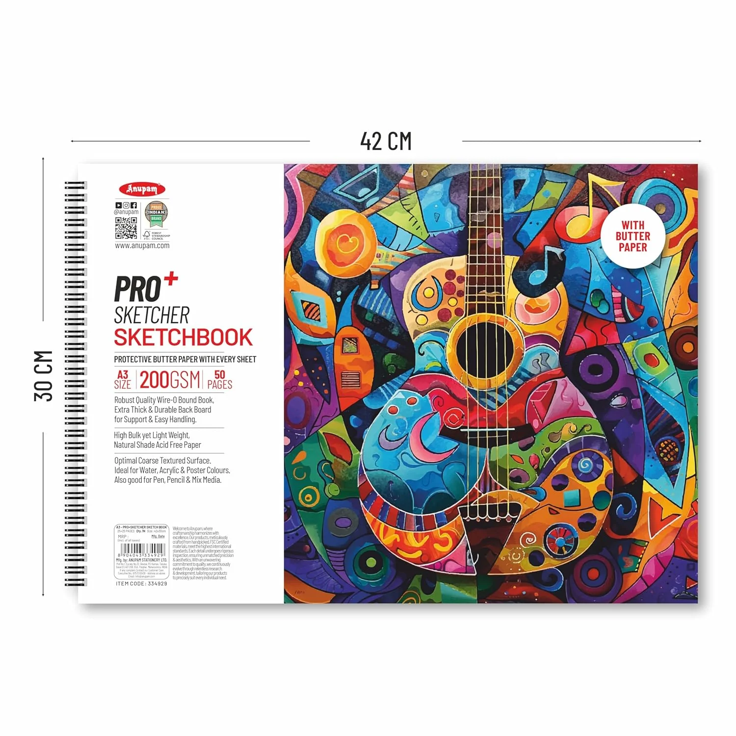Anupam Pro Sketcher Drawing Book with Butter Paper Pages Size Spiral-Bound Sketchpad 200 GSM for Artists, Kids & Professionals (25 Sheets, 50 Pages) - Image 13