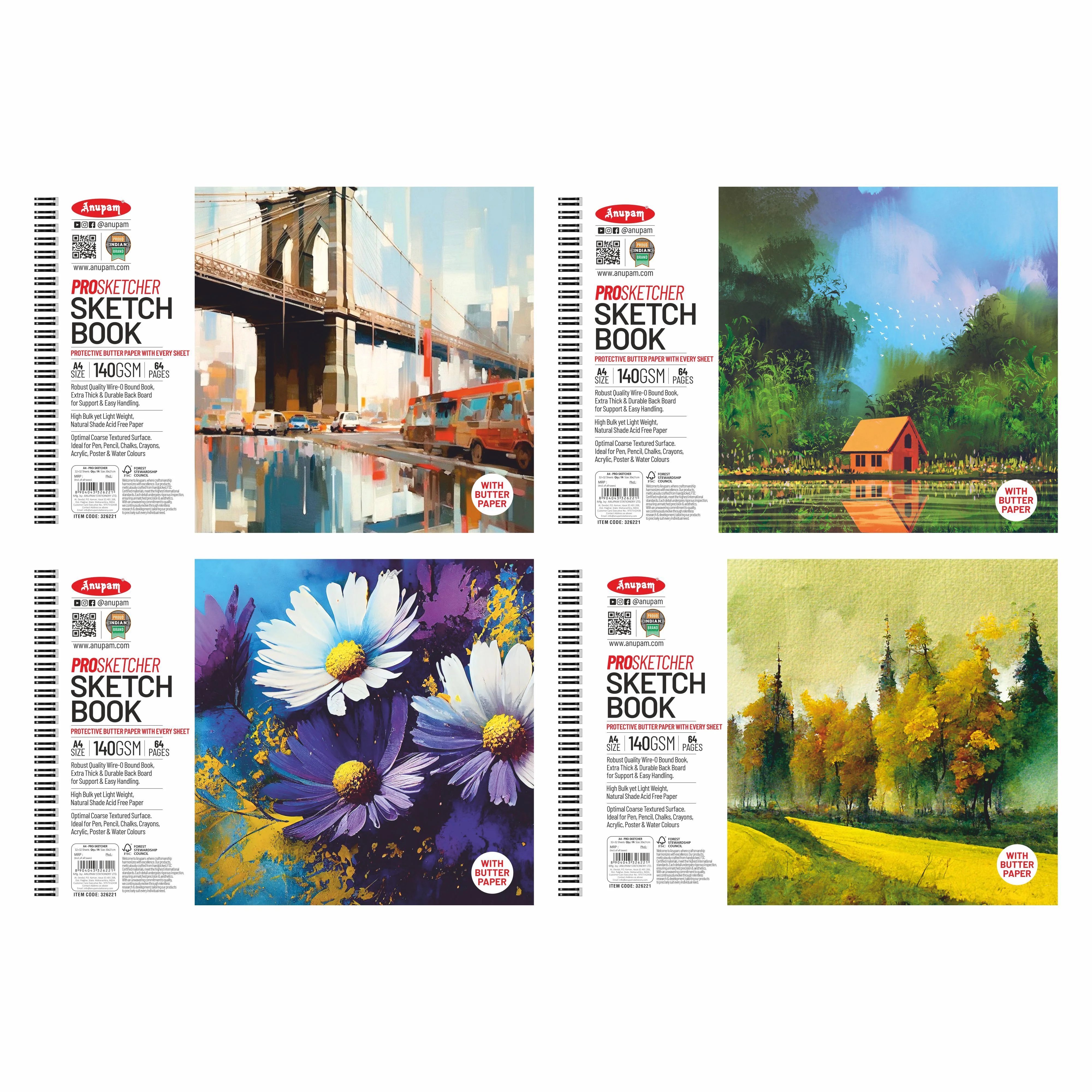 Anupam Pro Sketcher Drawing Book with Butter Paper Pages Spiral-Bound Sketchpad 140 GSM for Artists, Kids & Professionals (32 Sheets, 64 Pages) - Image 23