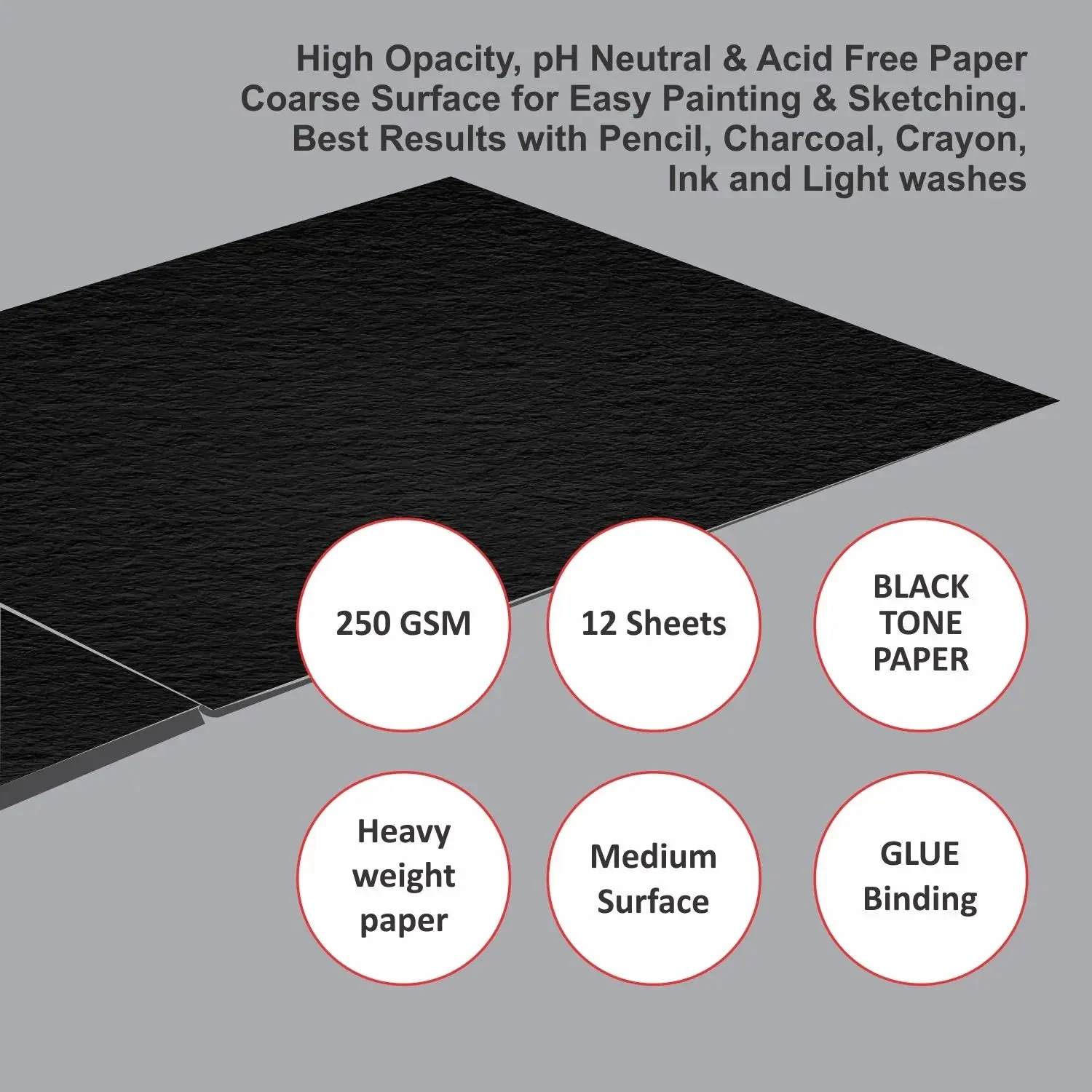 Anupam Pupil Black Toned Watercolour-Paper-Glued Pad-250 GSM - Image 5
