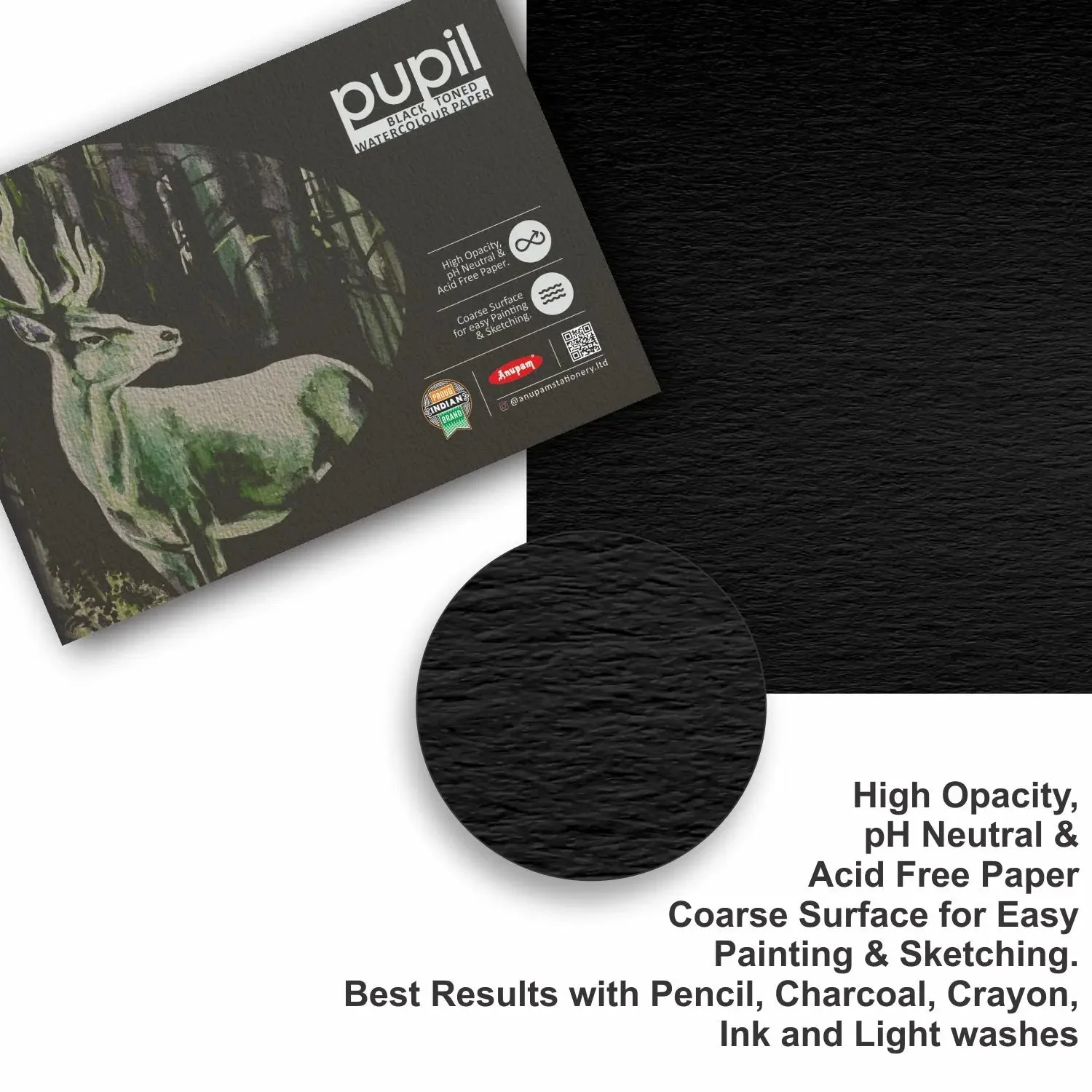 Anupam Pupil Black Toned Watercolour-Paper-Glued Pad-250 GSM - Image 6