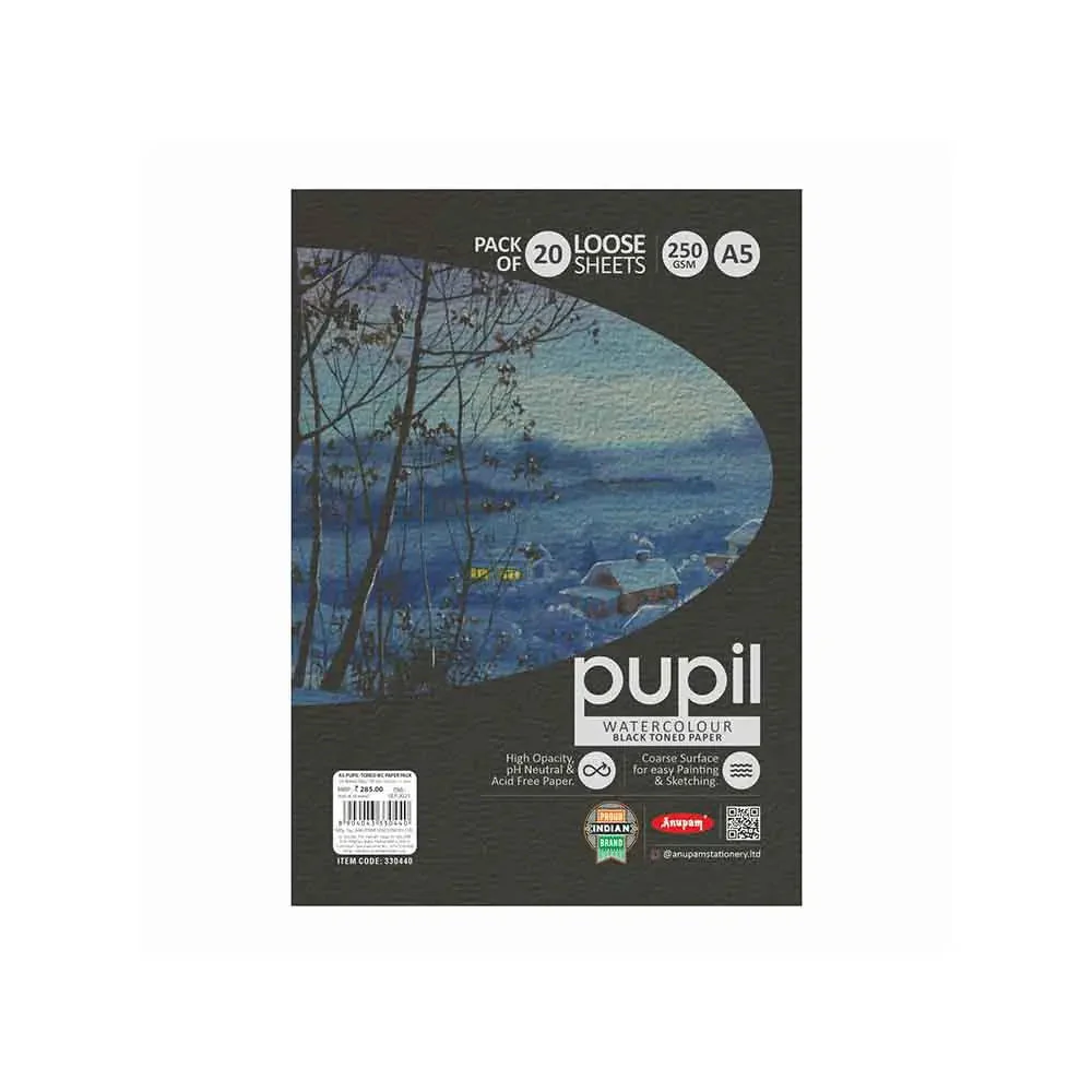 Anupam Pupil Watercolour Black Toned Loose Sheets - 250 GSM - Image 4