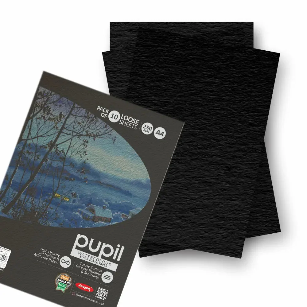 Anupam Pupil Watercolour Black Toned Loose Sheets - 250 GSM - Image 8