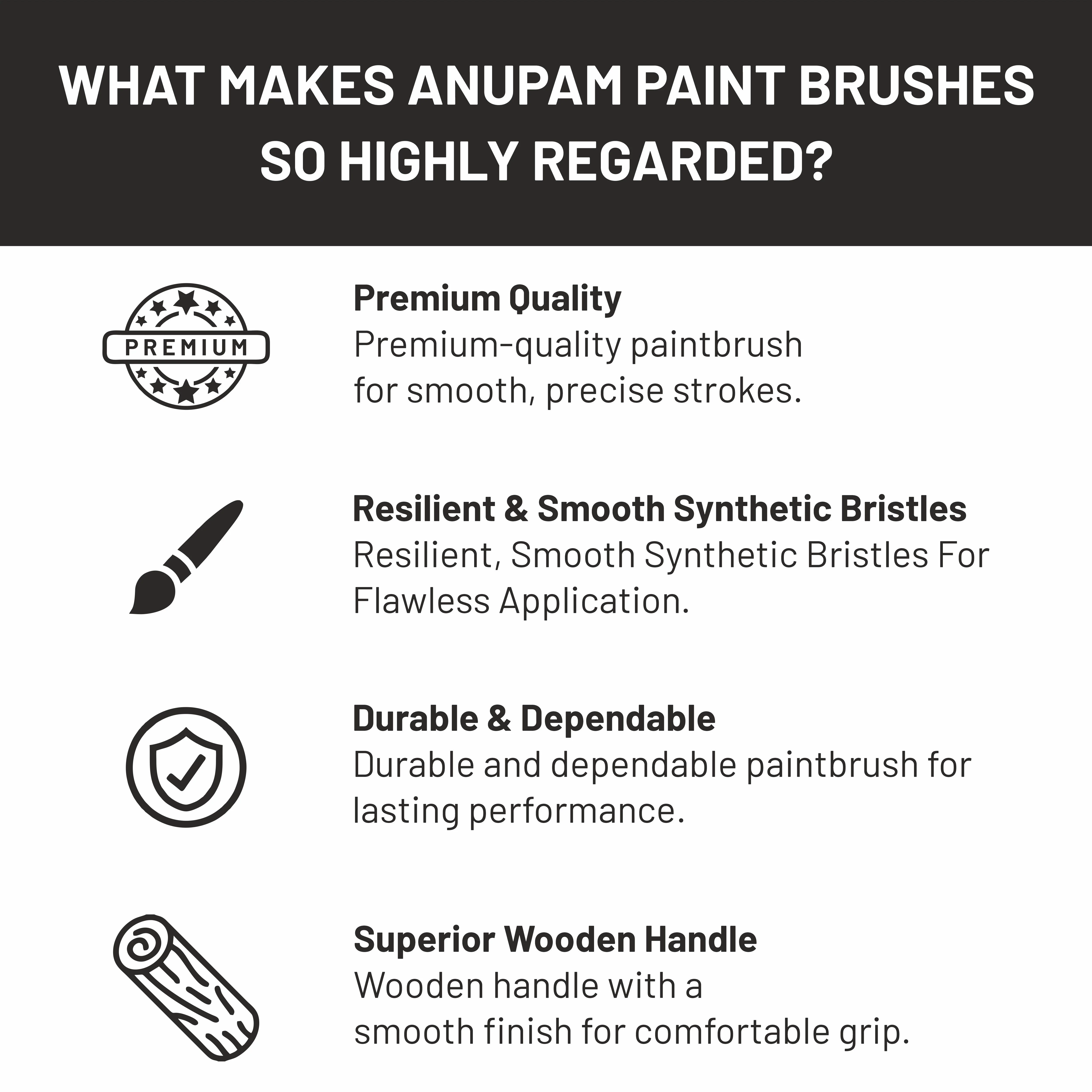 Anupam Round Synthetic Painting Brush Set of 4pc Short Handle Painting Brush for Watercolor,Acrylic & One Stroke Painting (Sr. 31) - Image 5