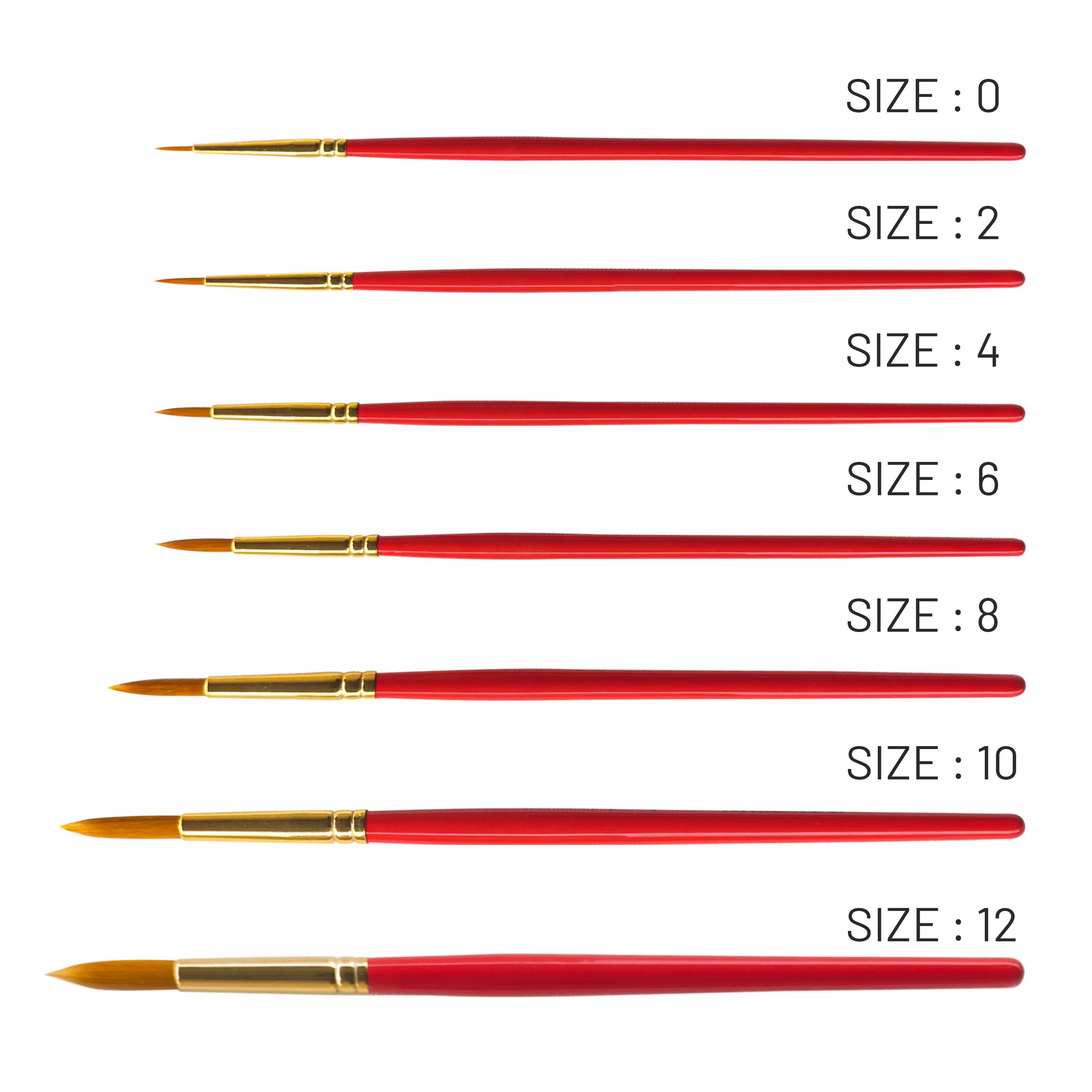Anupam Round Synthetic Painting Brush Set of 7pc Short Handle Painting Brush for Watercolor,Acrylic & One Stroke Painting (Sr. 31) - Image 3